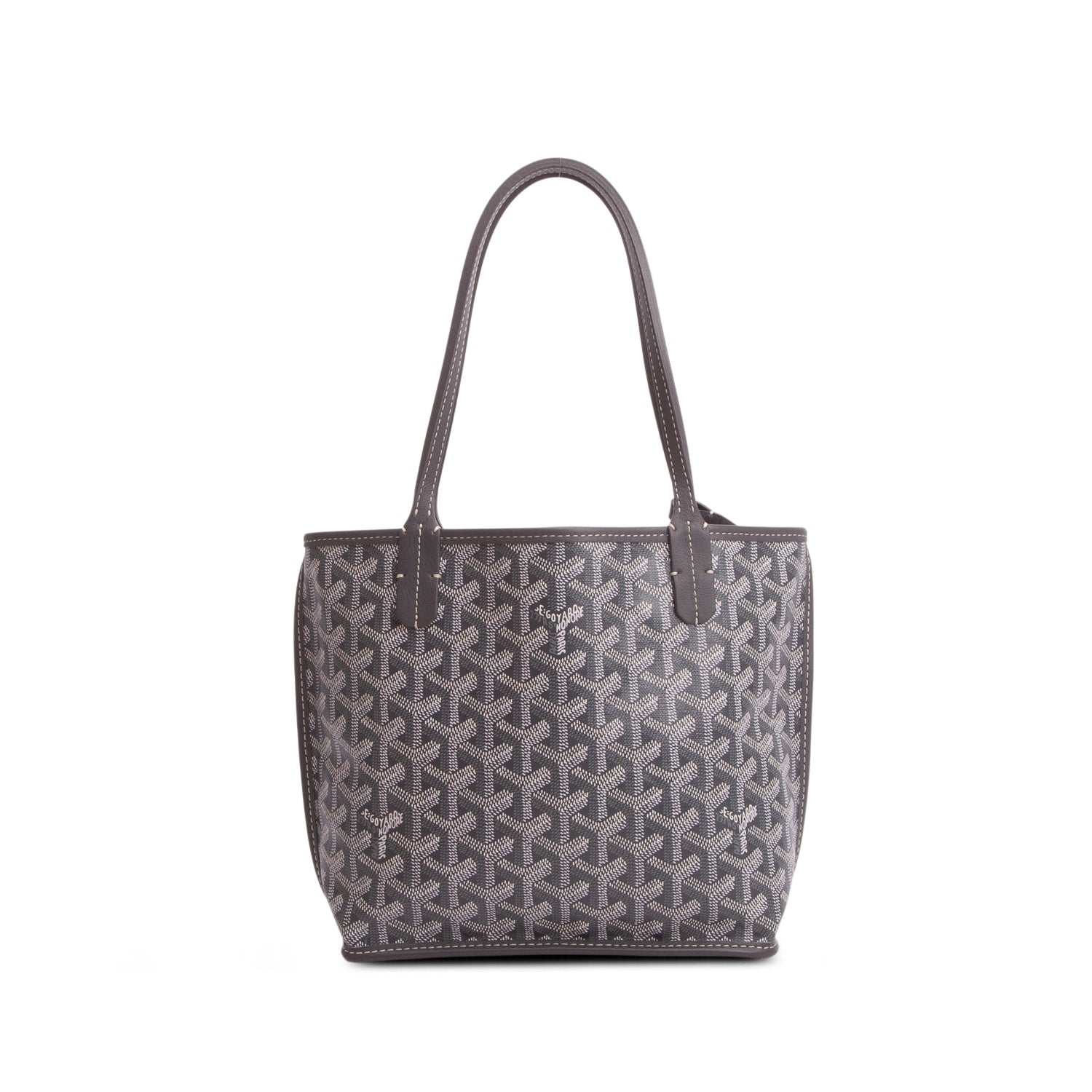 Goyard 2023 Grey Goyardine Reversible Mini Anjou w/ Pouch