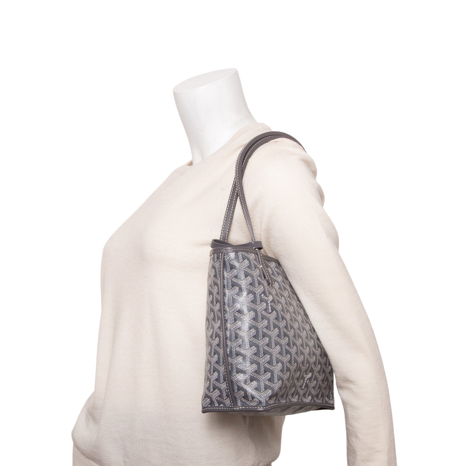 Goyard 2023 Grey Goyardine Reversible Mini Anjou w/ Pouch