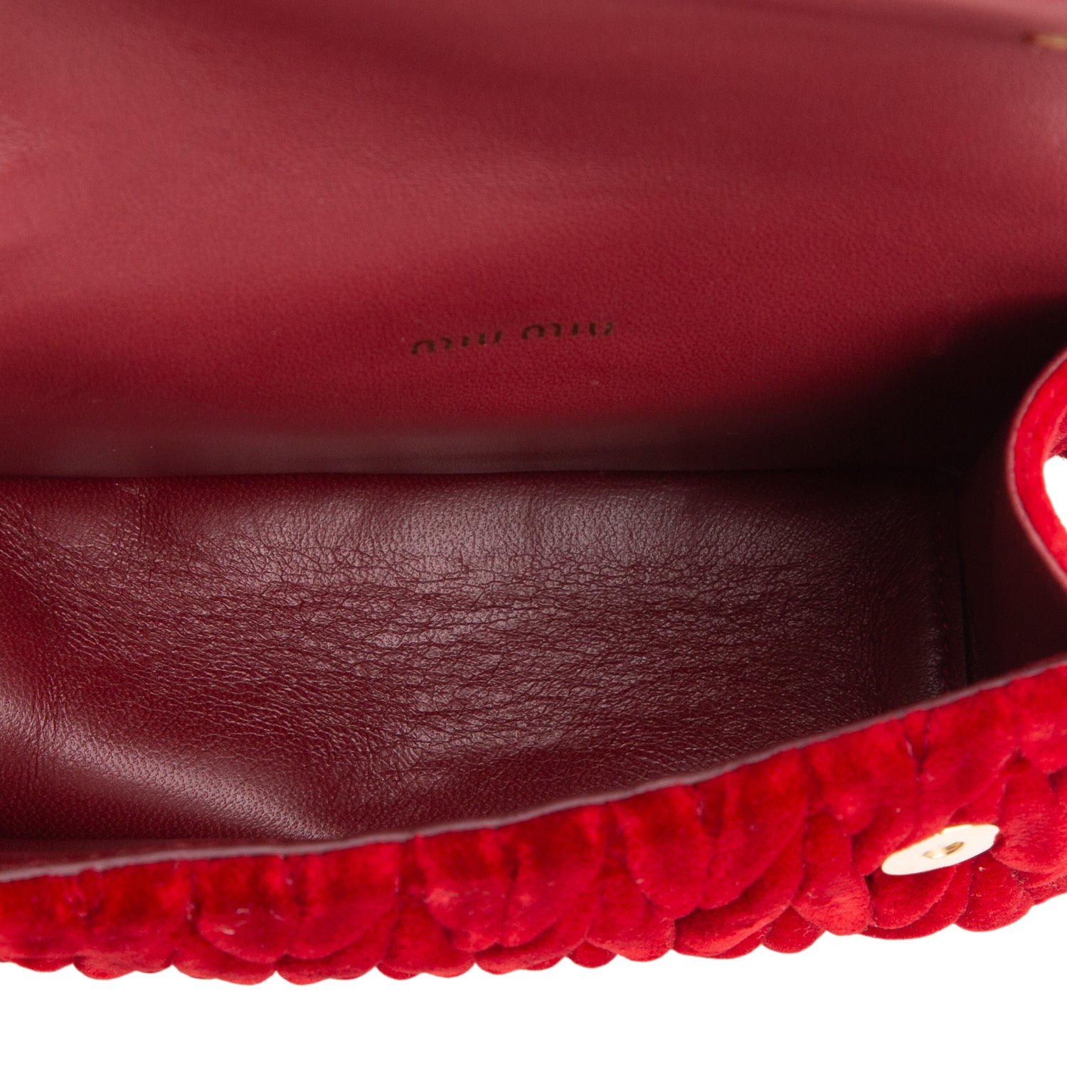 Miu Miu Red Velvet Matelasse Crystal Mini Crossbody Bag w/ Authenticity Card