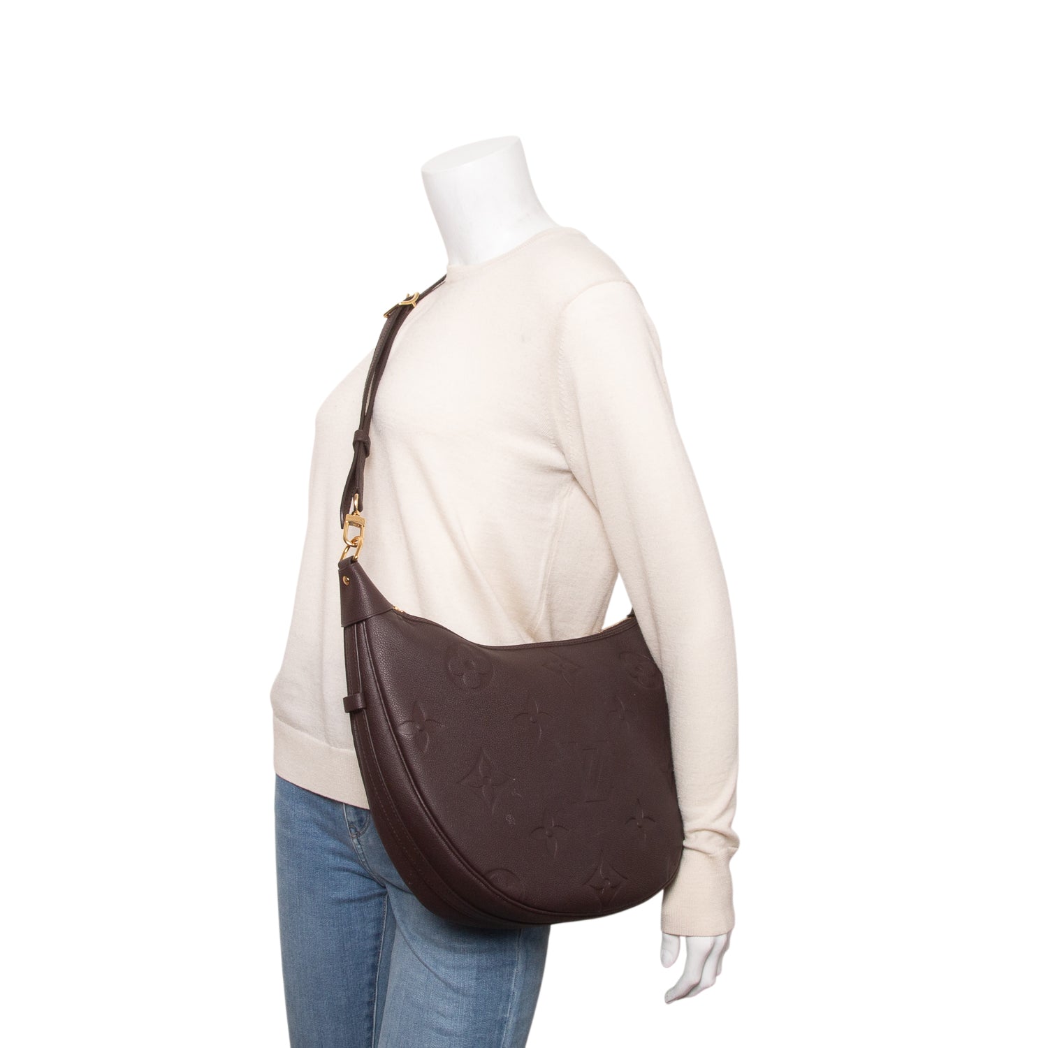 Louis Vuitton Brown Empreinte Monogram Giant Loop Hobo w/ Pouch & Straps