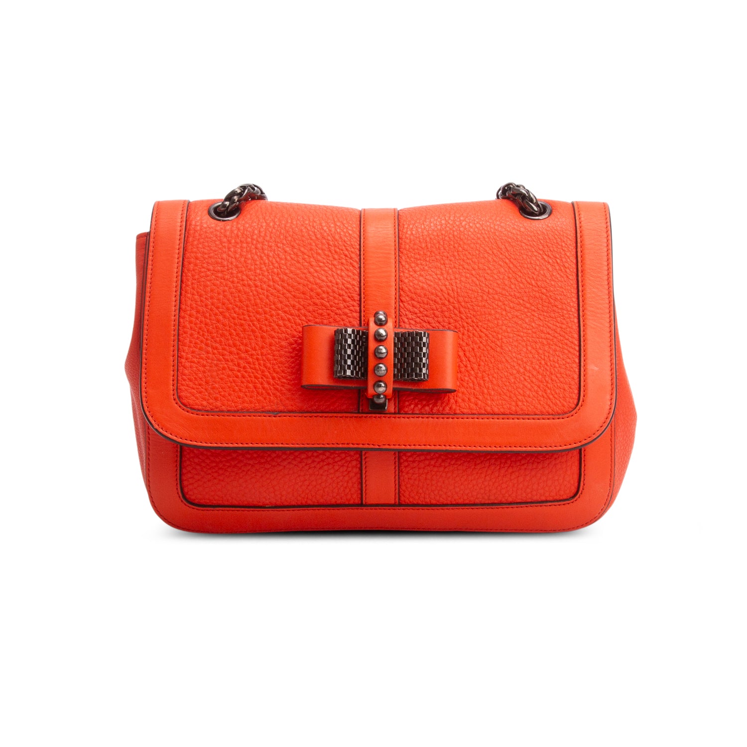 Christian Louboutin Orange Grained Calfskin Sweet Charity Shoulder Bag