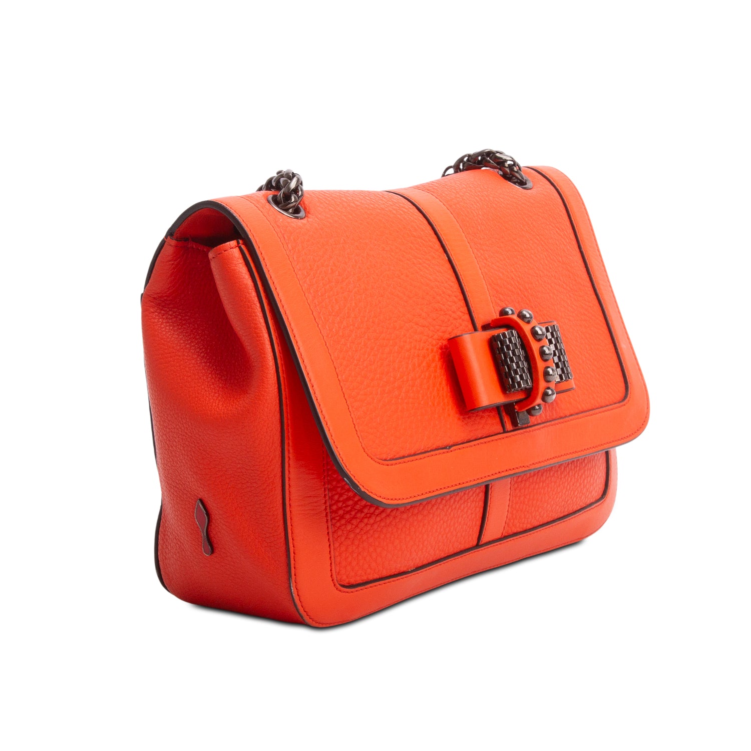 Christian Louboutin Orange Grained Calfskin Sweet Charity Shoulder Bag