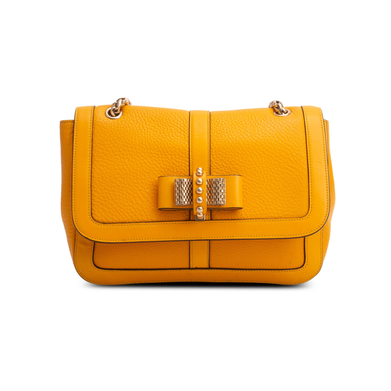 Christian Louboutin Yellow Grained Calfskin Sweet Charity Shoulder Bag