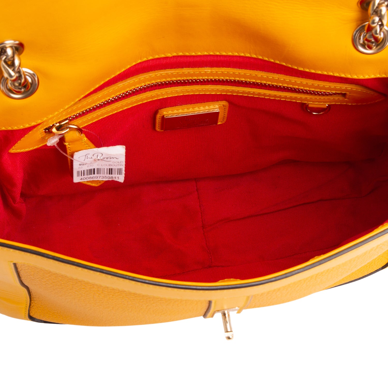 Christian Louboutin Yellow Grained Calfskin Sweet Charity Shoulder Bag