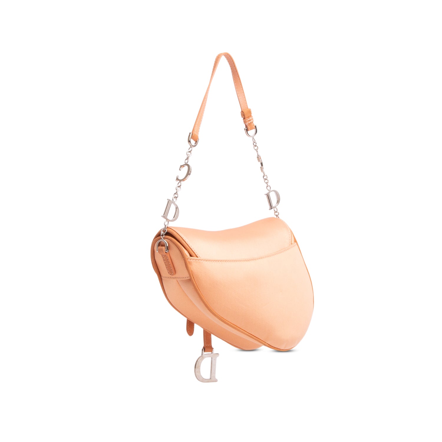 Christian Dior Pink Satin Embroidered Romantic Flowers Saddle Bag