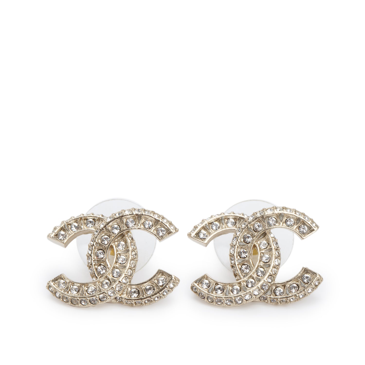 Chanel 2025 Gold Plated Strass CC Stud Earrings w/ Box