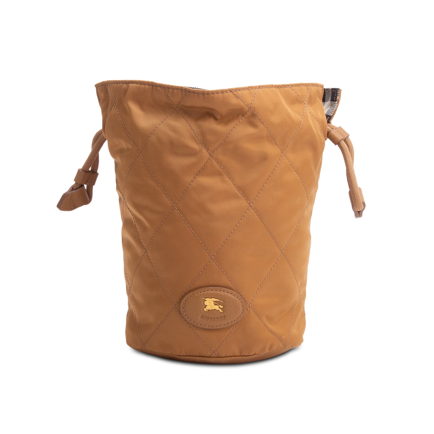 Burberry Tan/Check Nylon Reversible Horseshoe Chain Pouch
