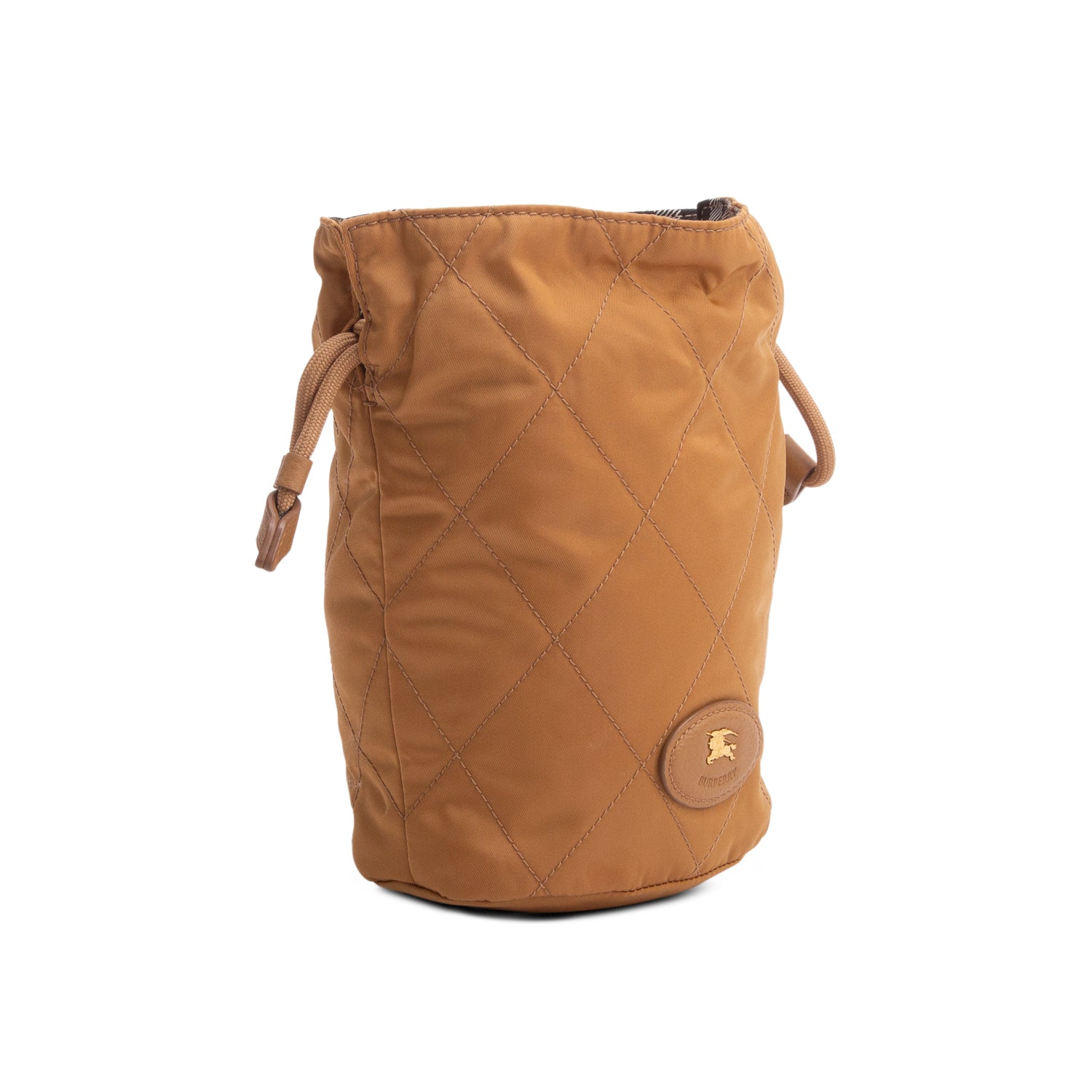 Burberry Tan/Check Nylon Reversible Horseshoe Chain Pouch