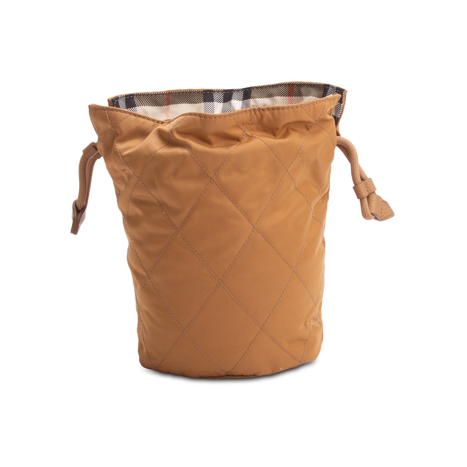 Burberry Tan/Check Nylon Reversible Horseshoe Chain Pouch