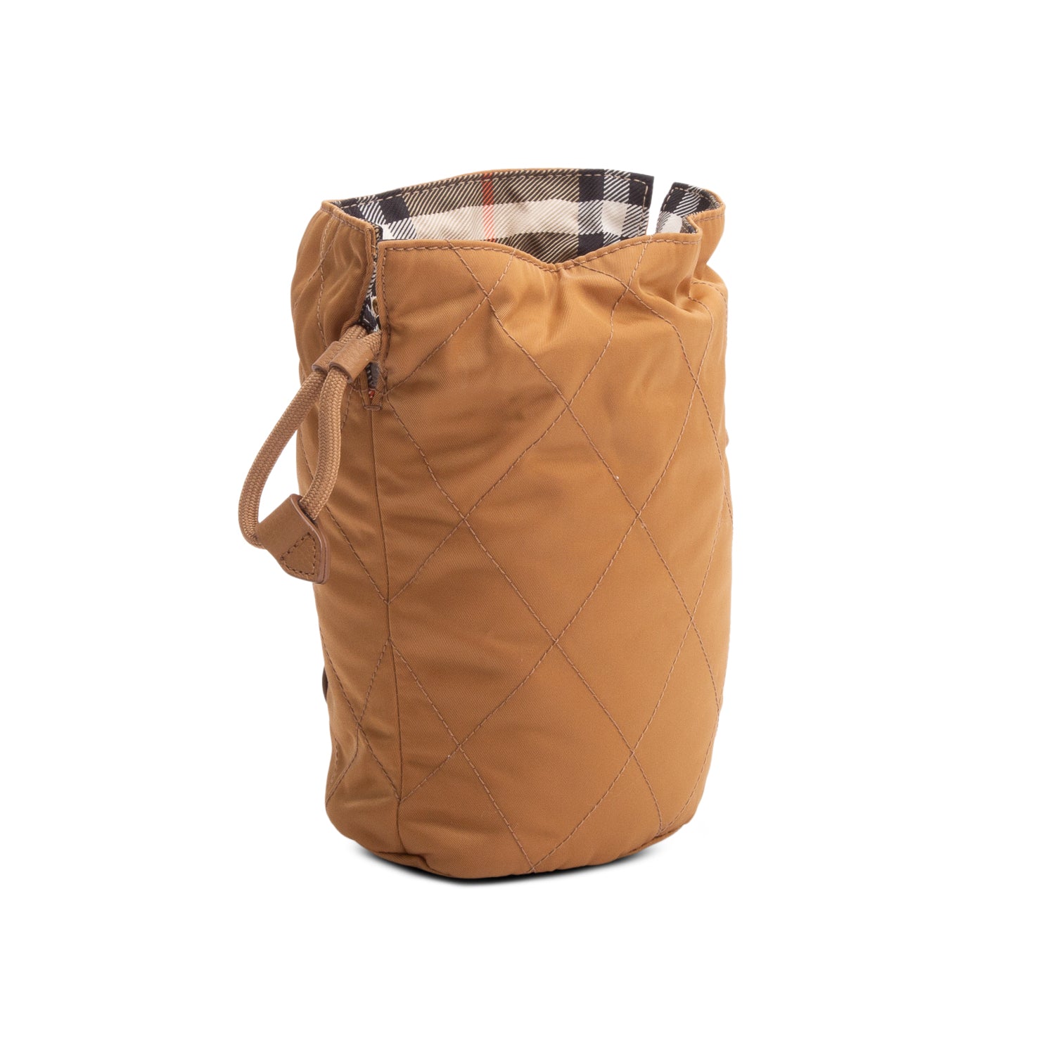 Burberry Tan/Check Nylon Reversible Horseshoe Chain Pouch