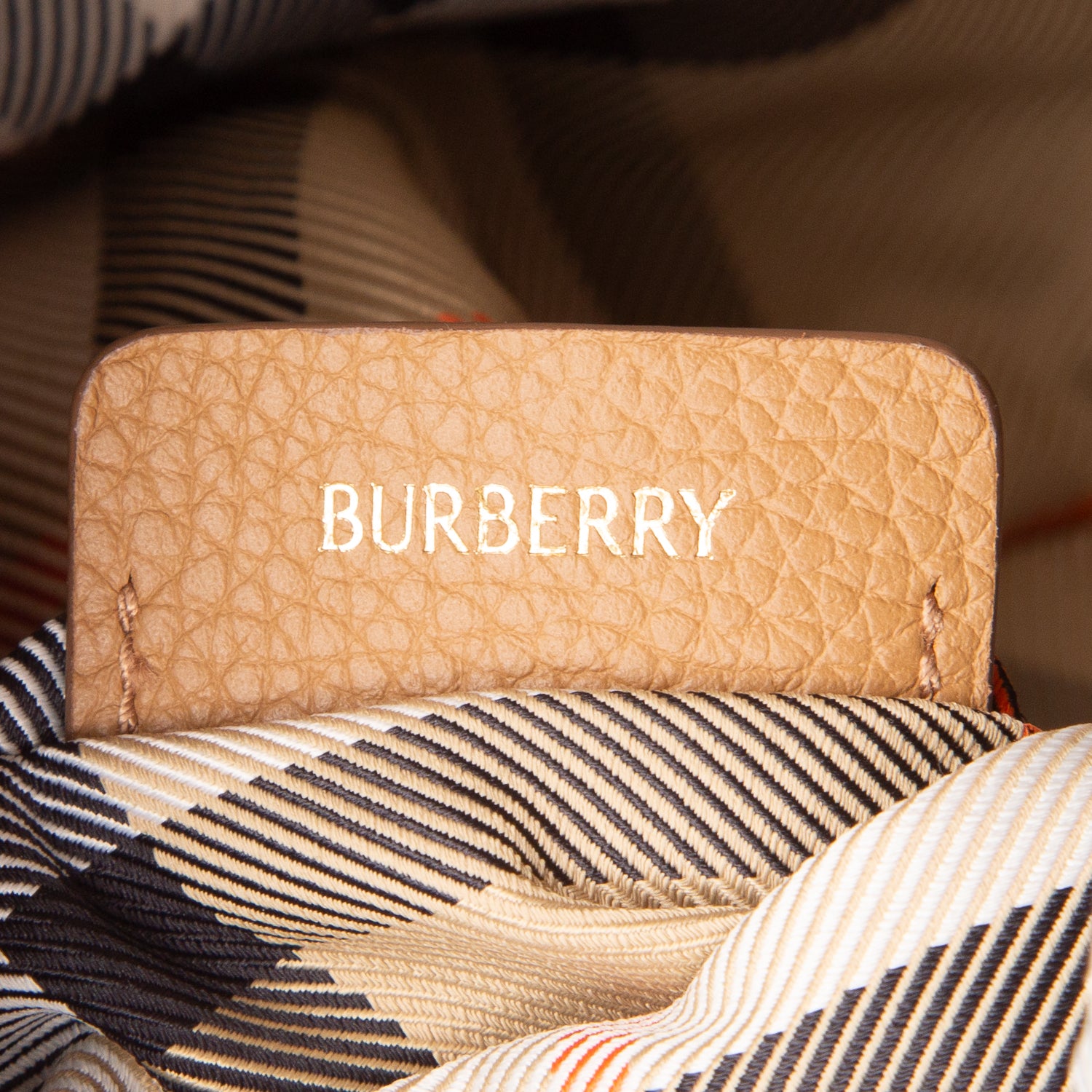 Burberry Tan/Check Nylon Reversible Horseshoe Chain Pouch