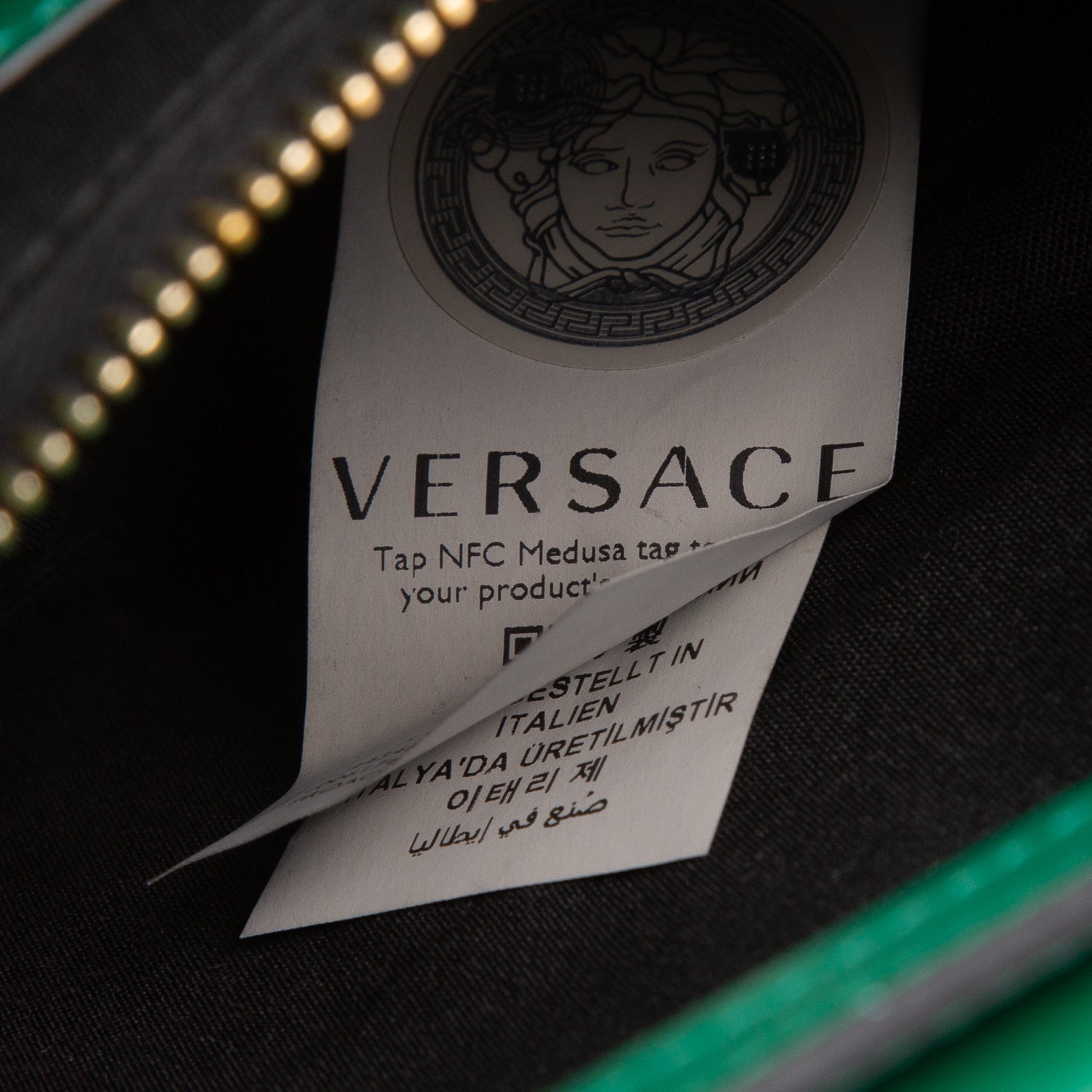 Versace Green Nappa Quilted Leather La Medusa Chain Shoulder Bag