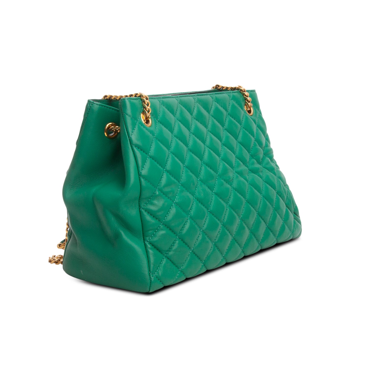 Versace Green Nappa Quilted Leather La Medusa Chain Shoulder Bag