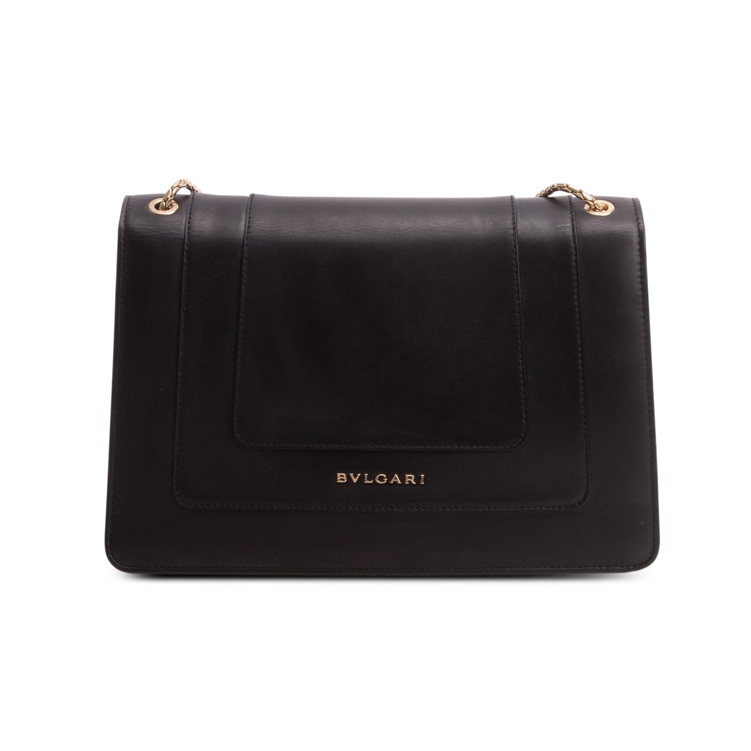 Bulgari Black Calfskin Leather Medium Serpenti Forever Bag