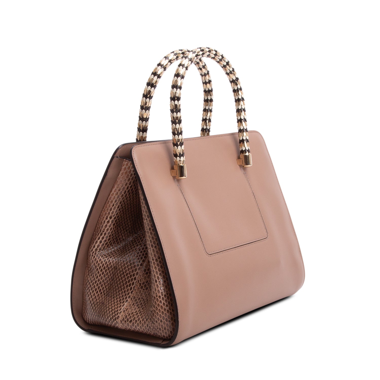 Bulgari Pink Leather & Karung Scaglie Tote w/ Strap