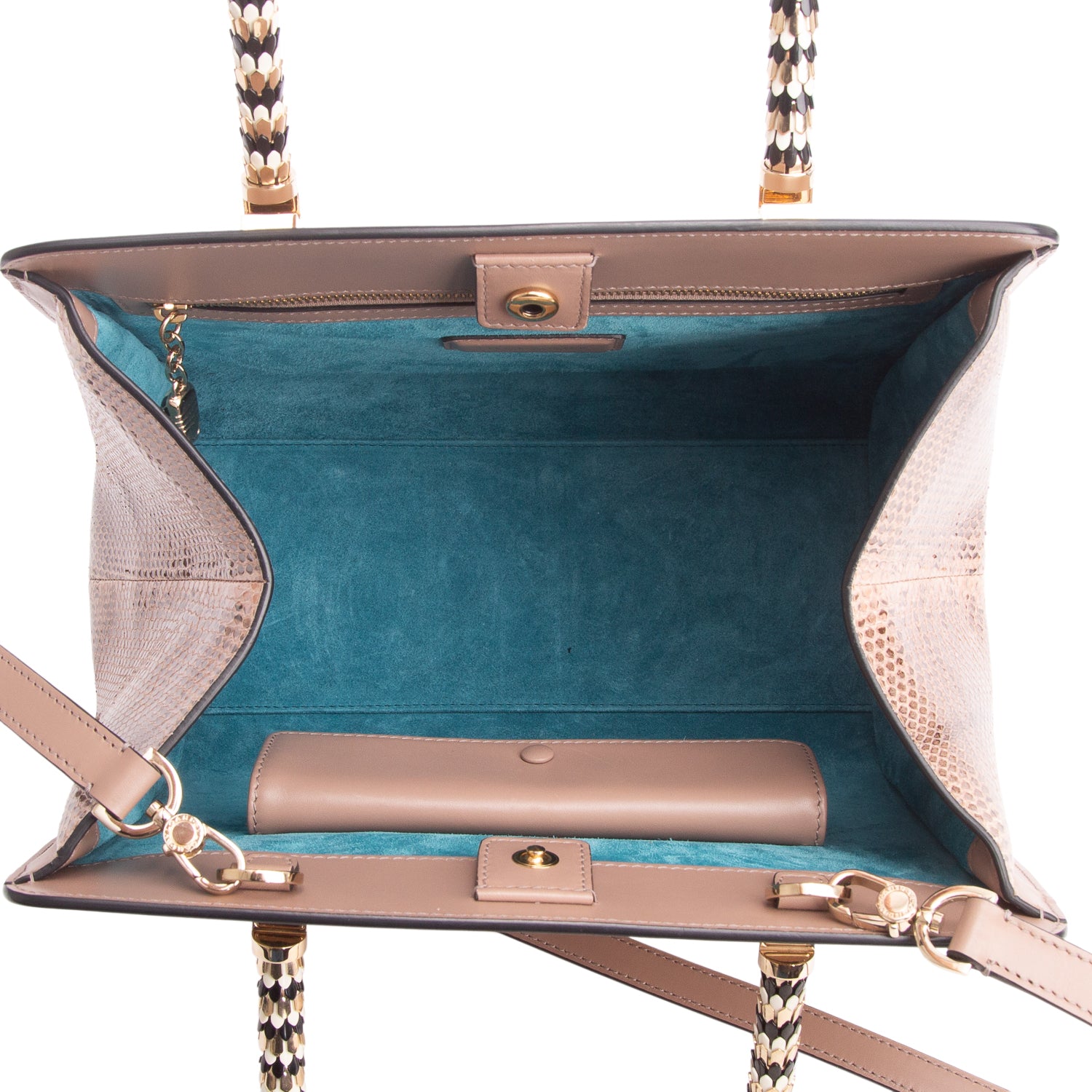 Bulgari Pink Leather & Karung Scaglie Tote w/ Strap