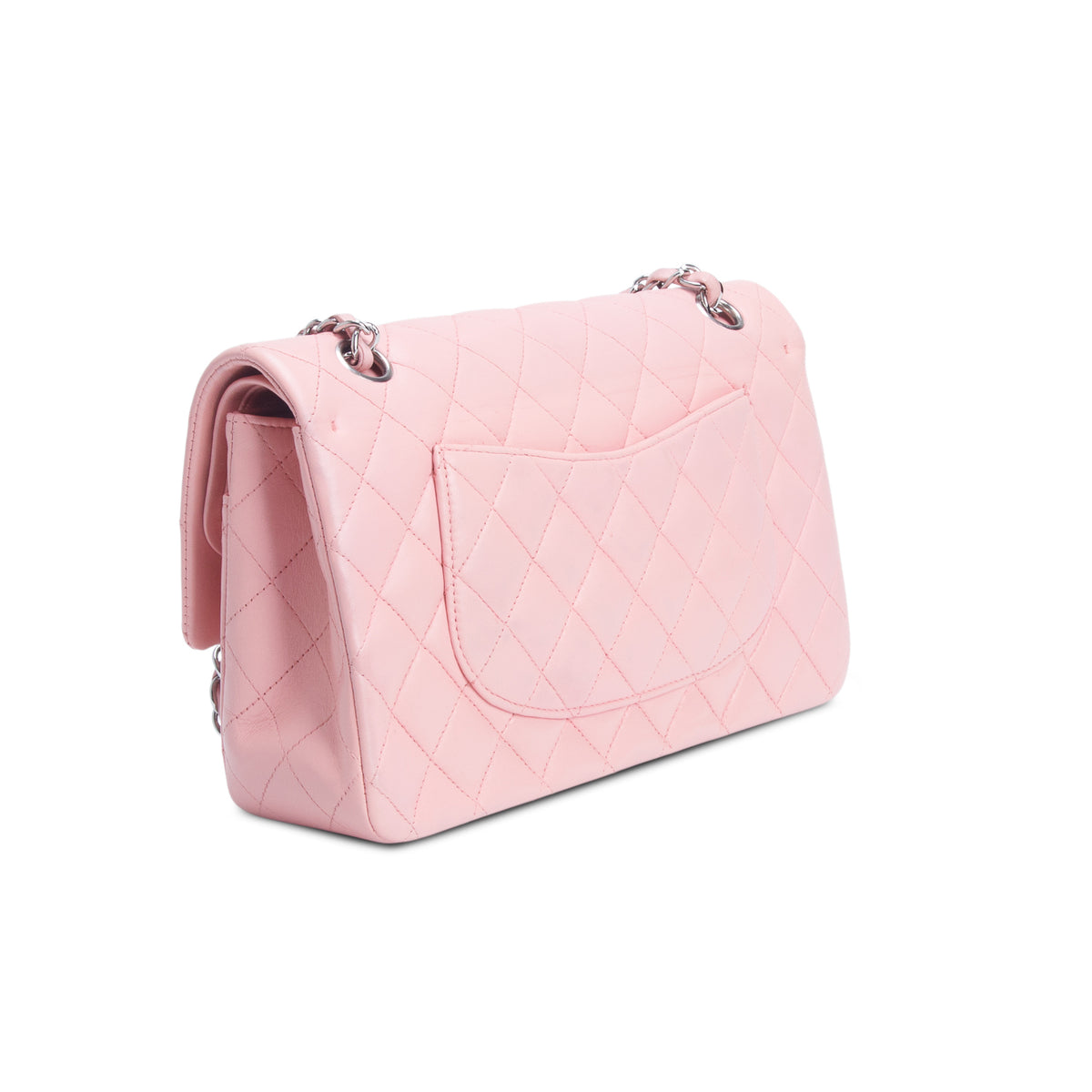 Chanel Pink Quilted Lambskin Leather Classic Medium Double Flap Bag w/ Authenticity Card