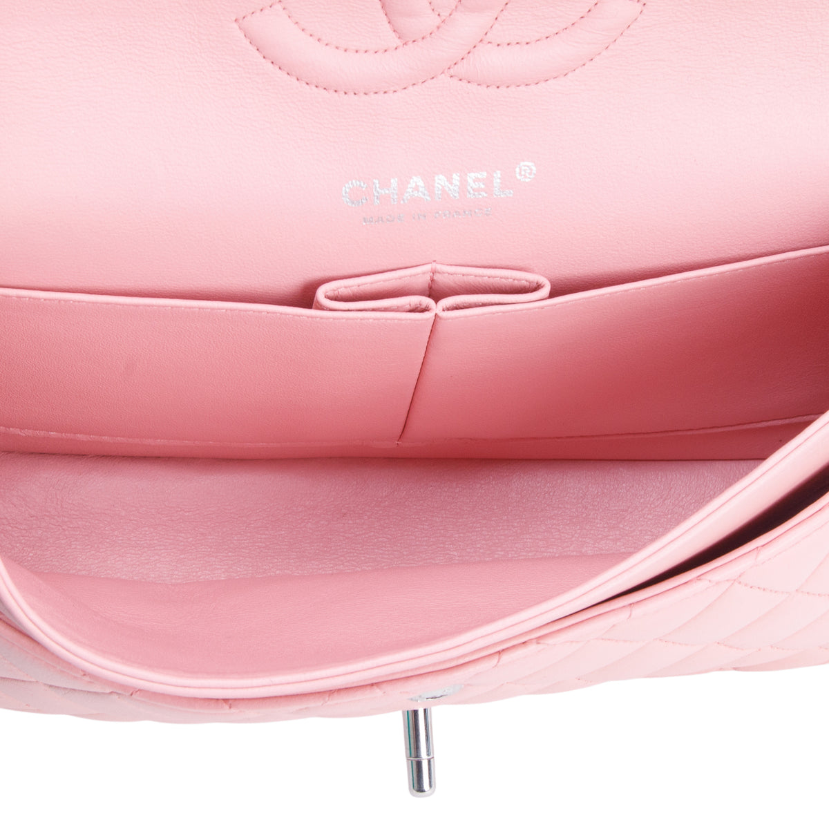 Chanel Pink Quilted Lambskin Leather Classic Medium Double Flap Bag w/ Authenticity Card