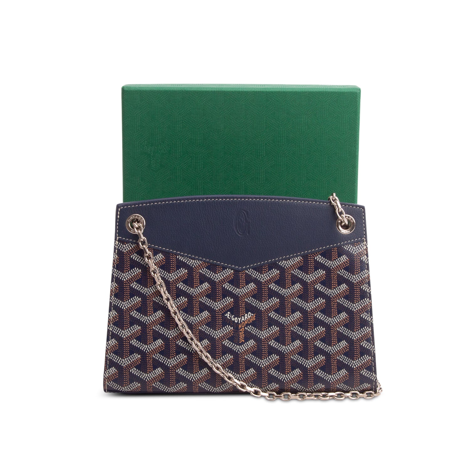 Goyard 2023 Navy Goyardine Rouette Structure PM w/ Box