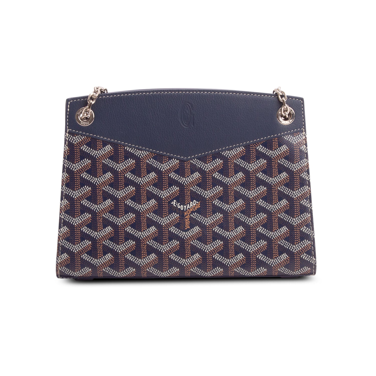 Goyard 2023 Navy Goyardine Rouette Structure PM w/ Box