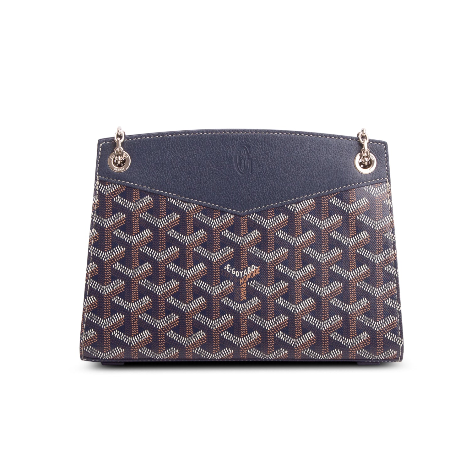 Goyard 2023 Navy Goyardine Rouette Structure PM w/ Box