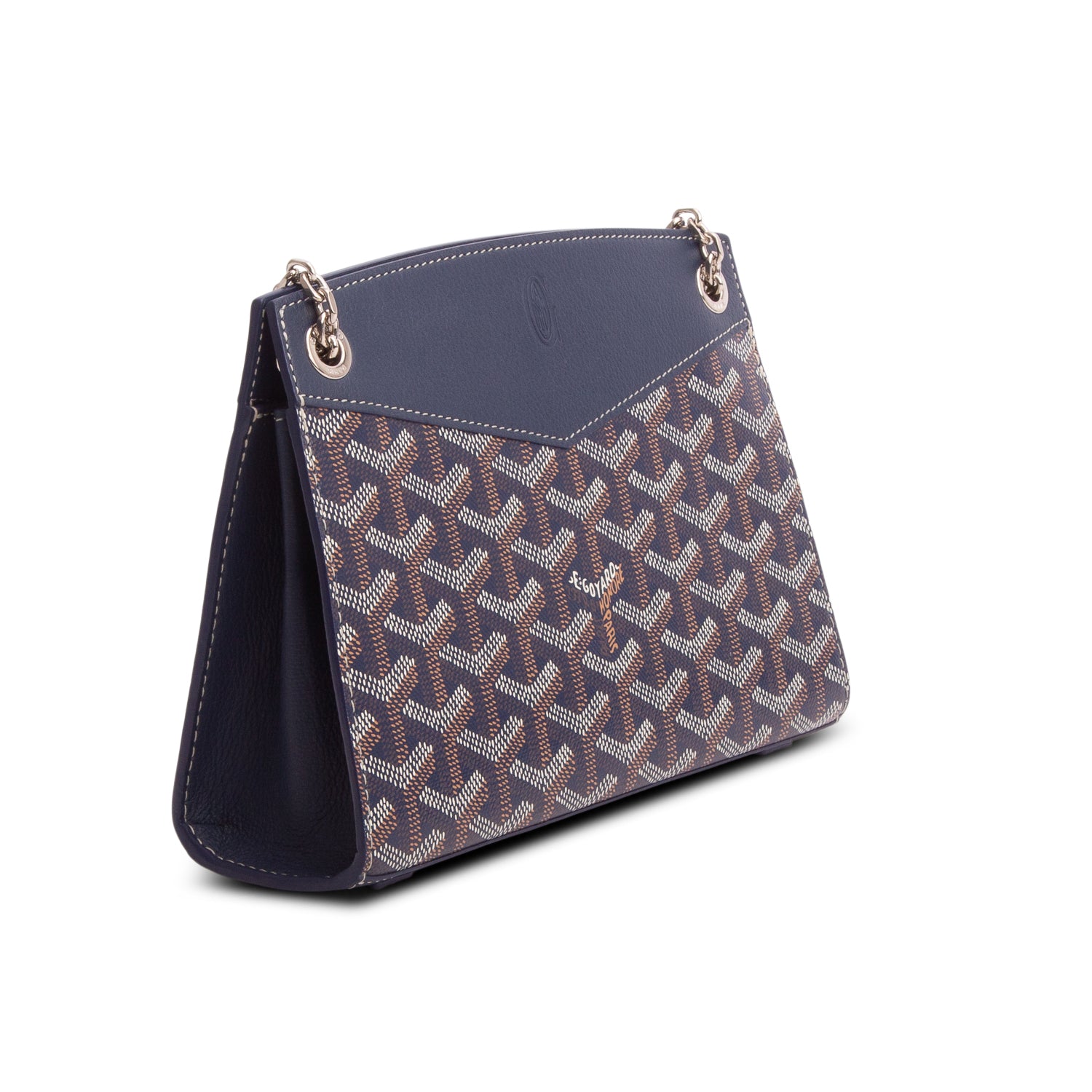 Goyard 2023 Navy Goyardine Rouette Structure PM w/ Box