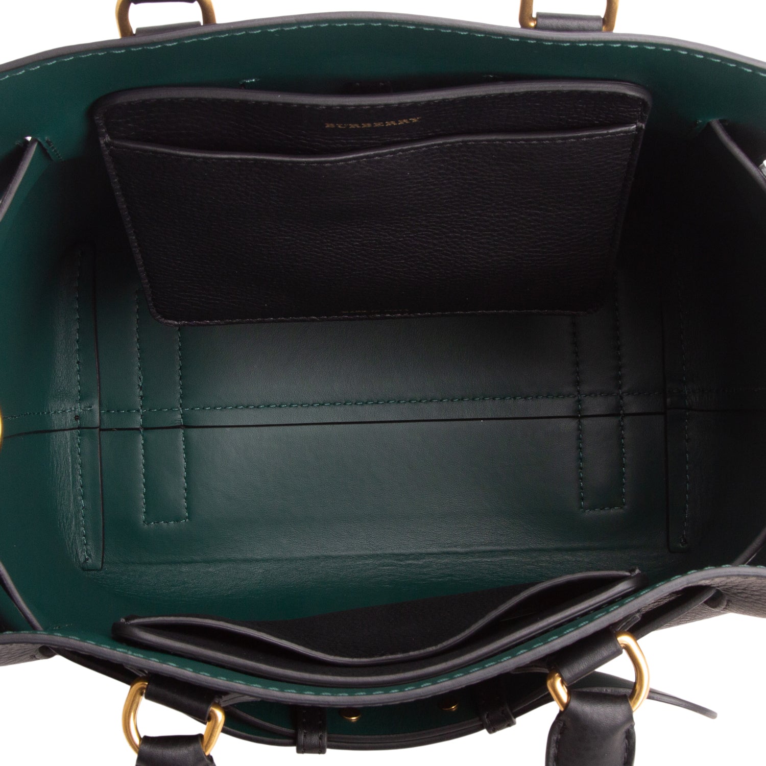 Burberry Black Grained Calfskin Leather Small Belt Tote Bag w/ Strap
