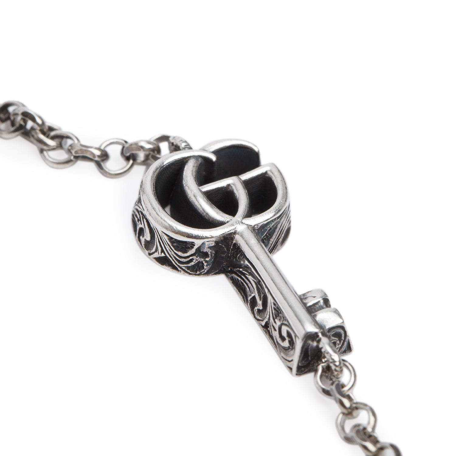 Gucci 2022 Sterling Silver Double G Key Bracelet w/ Box & Receipt