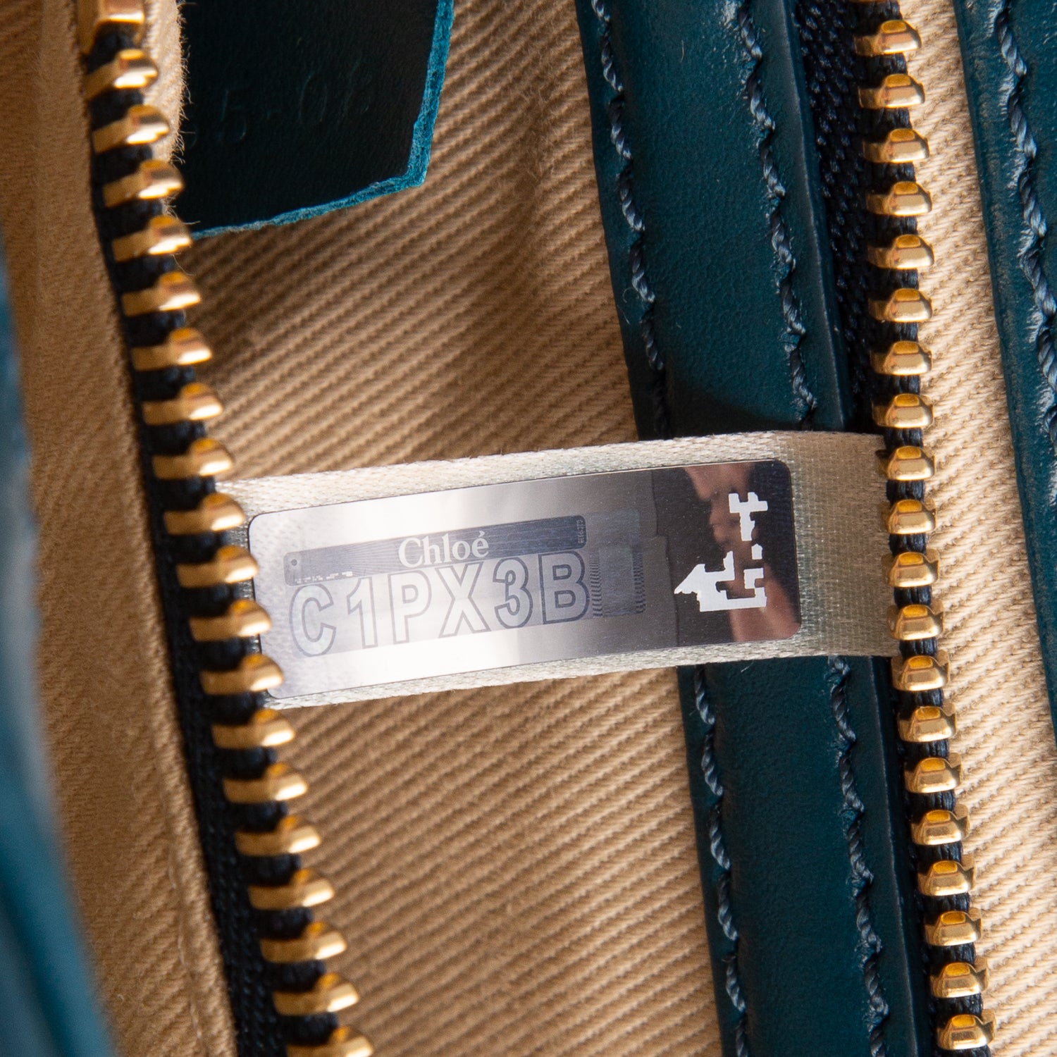 Chloe Blue Shiny Calfskin Suede Small C Double Carry Bag