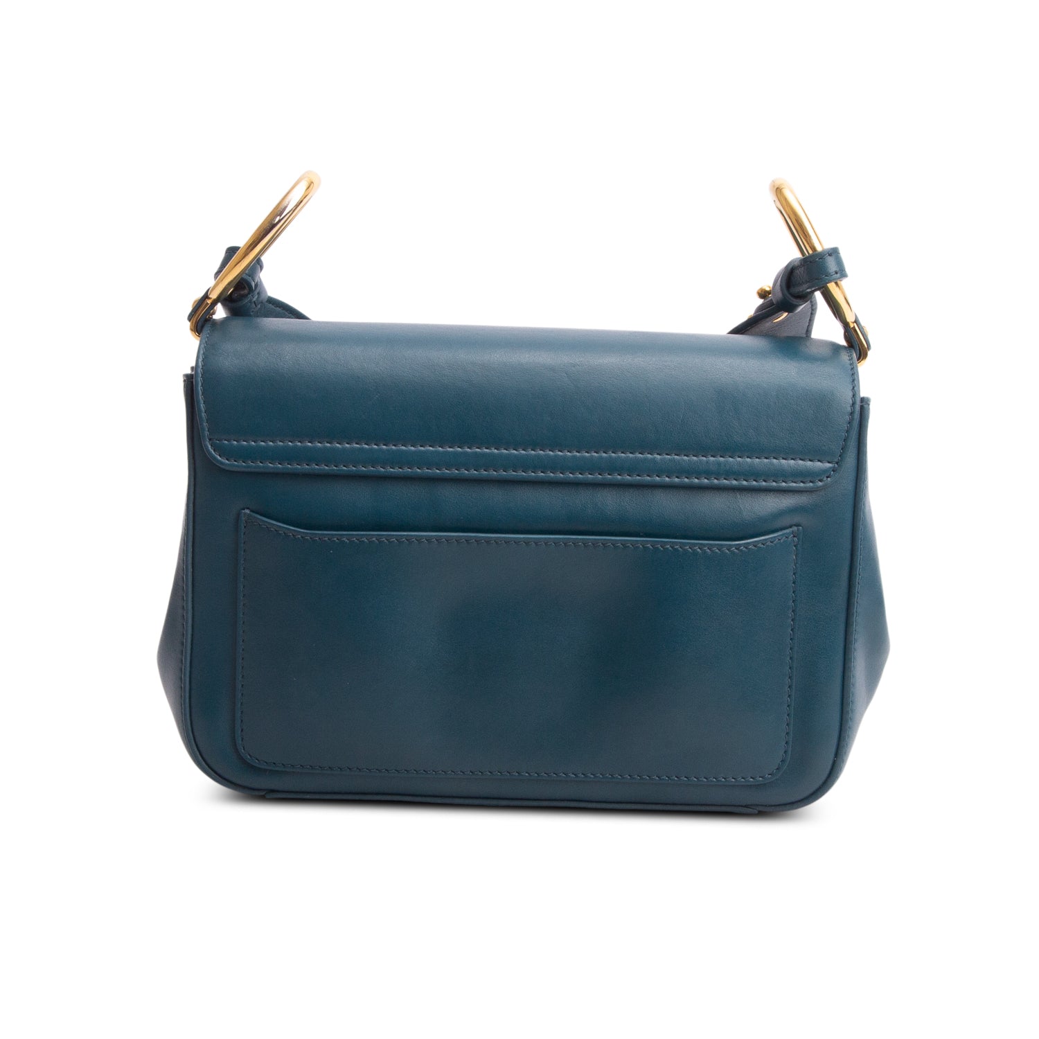 Chloe Blue Shiny Calfskin Suede Small C Double Carry Bag