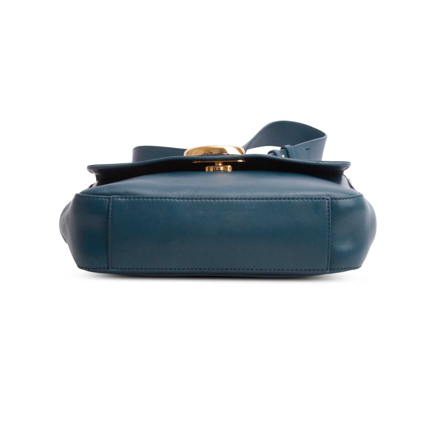 Chloe Blue Shiny Calfskin Suede Small C Double Carry Bag