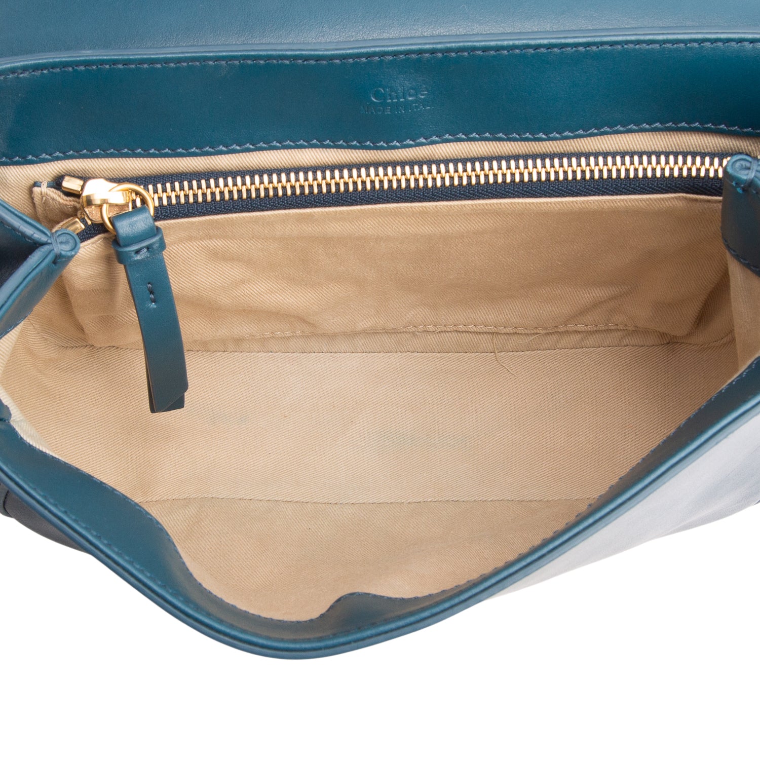 Chloe Blue Shiny Calfskin Suede Small C Double Carry Bag