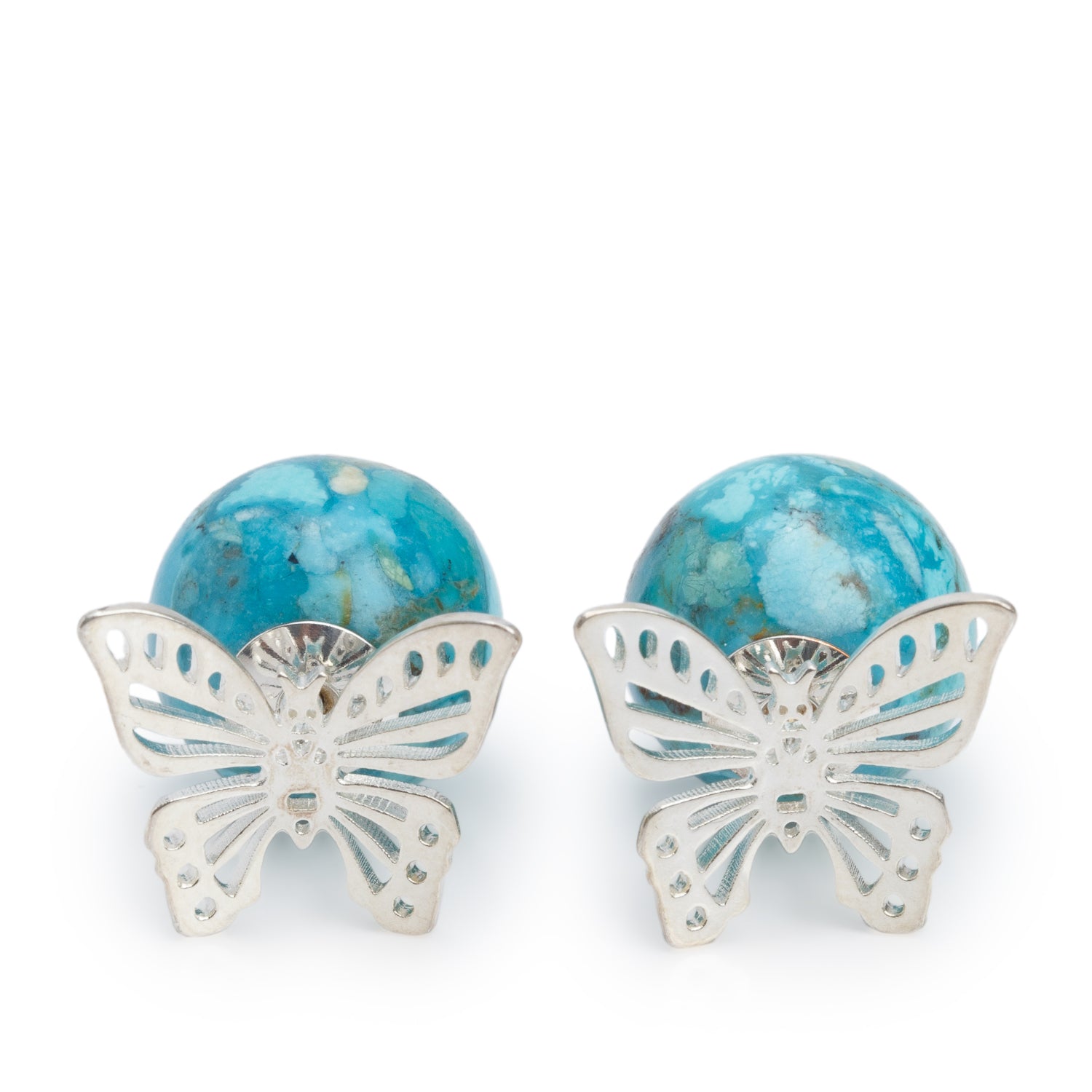 Christian Dior Gold Plated Blue Resin Butterfly Tribales Earrings