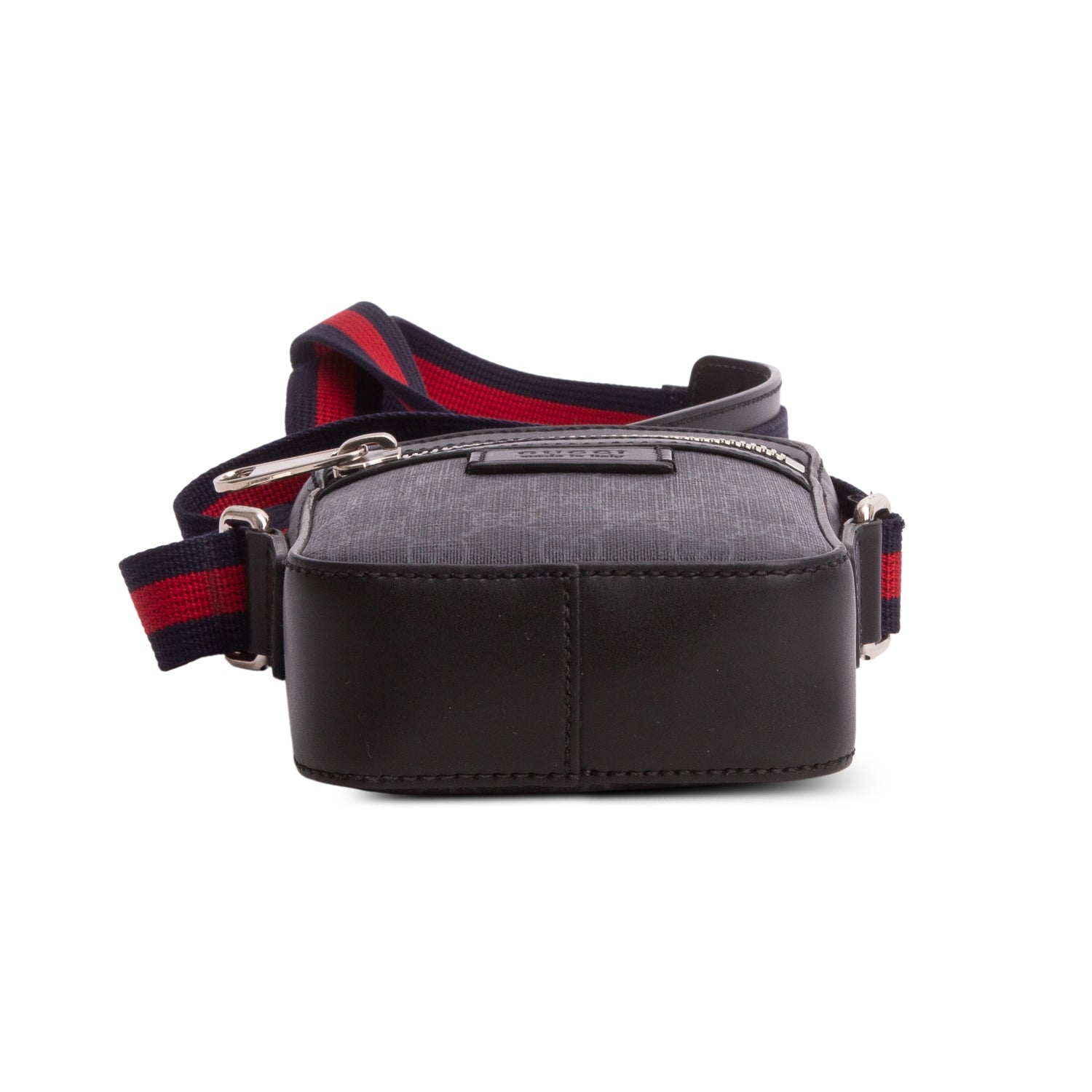 Gucci Black GG Supreme Monogram Appia Calfskin Web Mini Messenger Bag