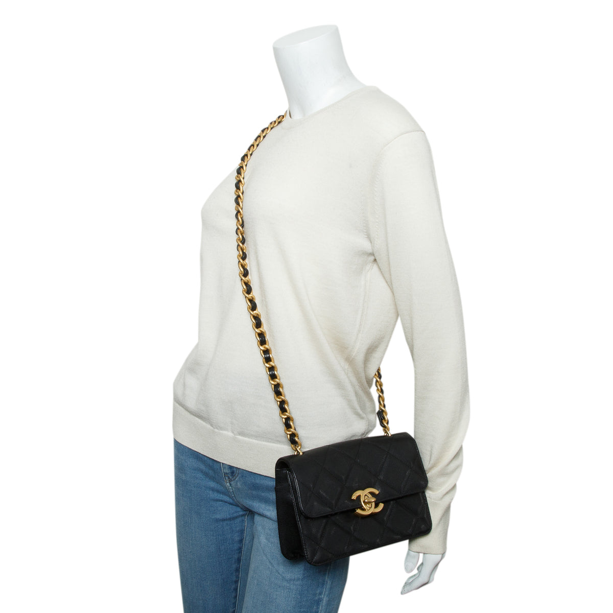 Chanel Black Shiny Caviar Quilted Small Flap w/ Box
