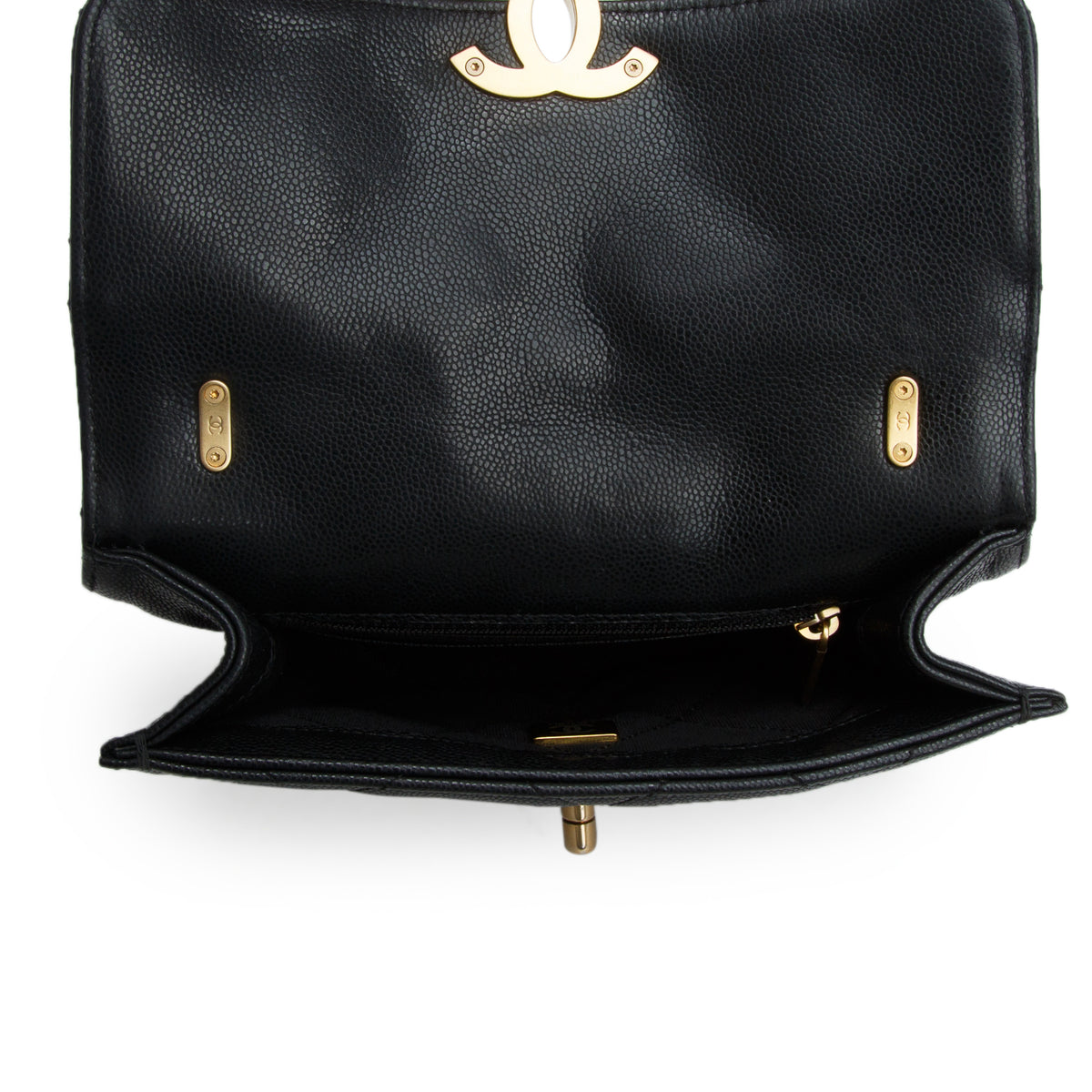 Chanel Black Shiny Caviar Quilted Small Flap w/ Box