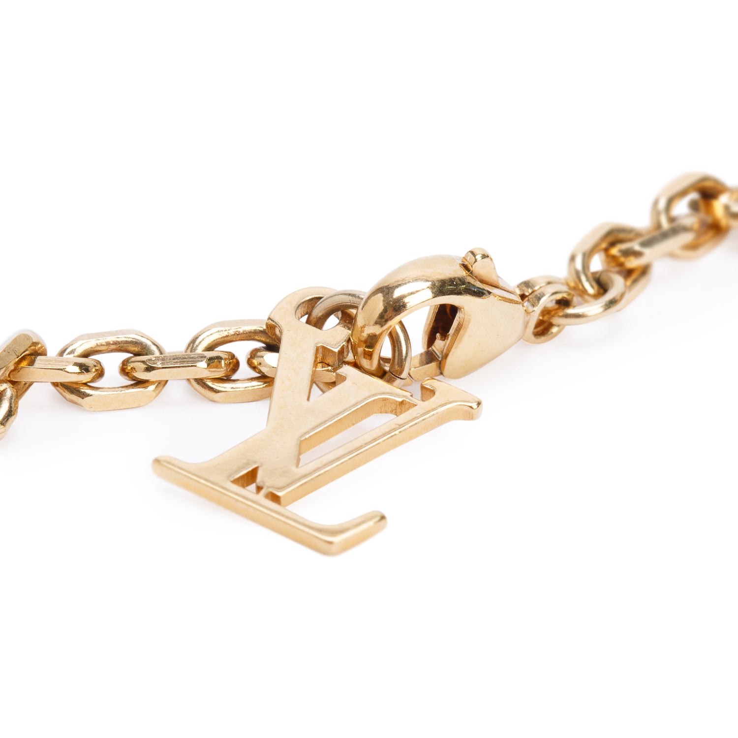 Louis Vuitton Gold-Plated Faux Pearl Monogram Damier Pendant Necklace