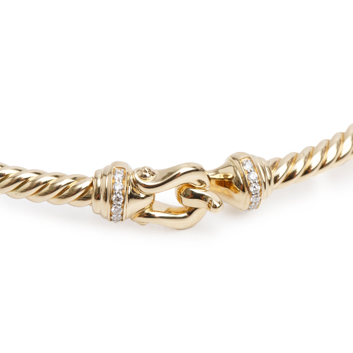 David Yurman 18k Yellow Gold Diamond Buckle Cablespira 3.5 MM Bracelet w/ Box