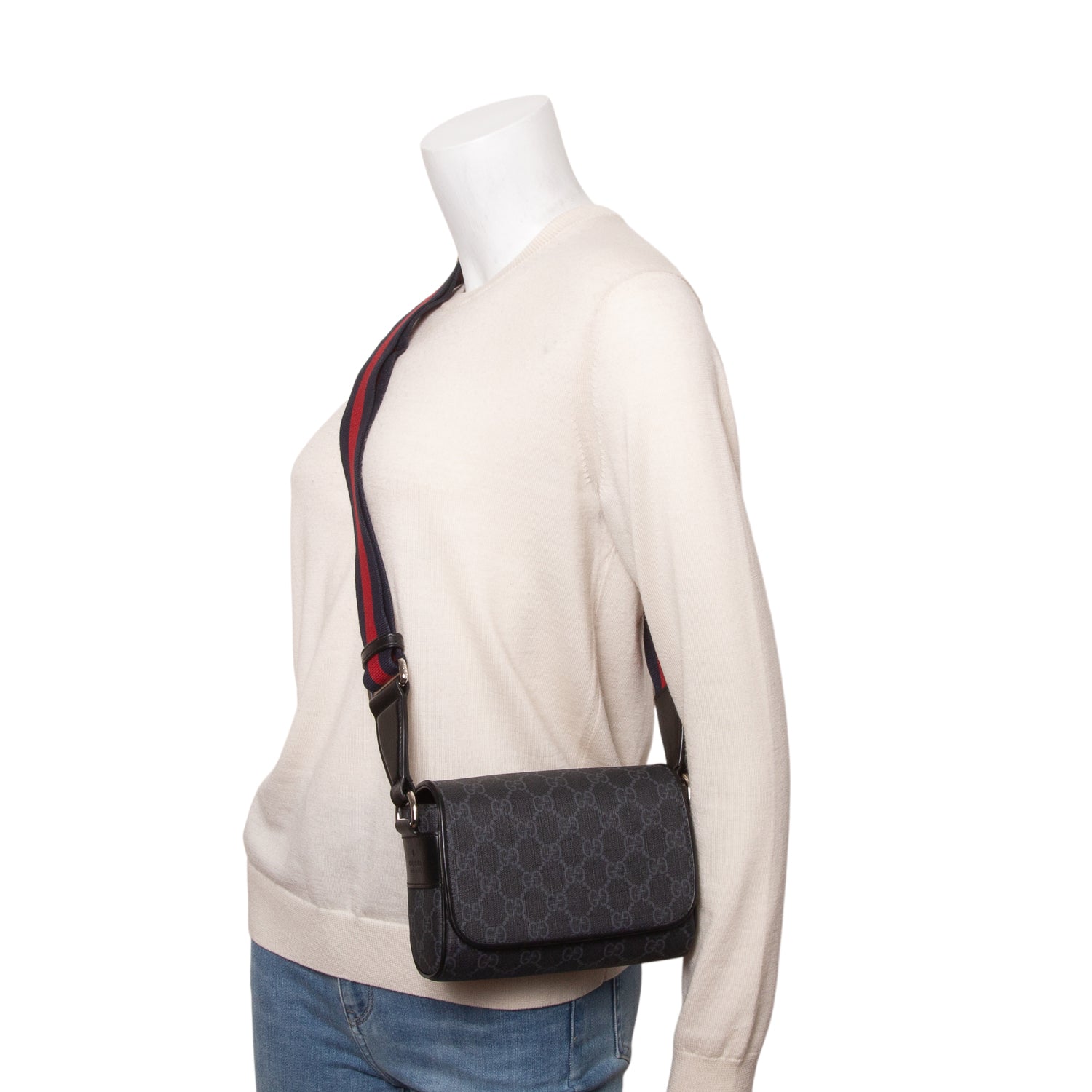 Gucci Black GG Supreme Monogram Super Mini Bag