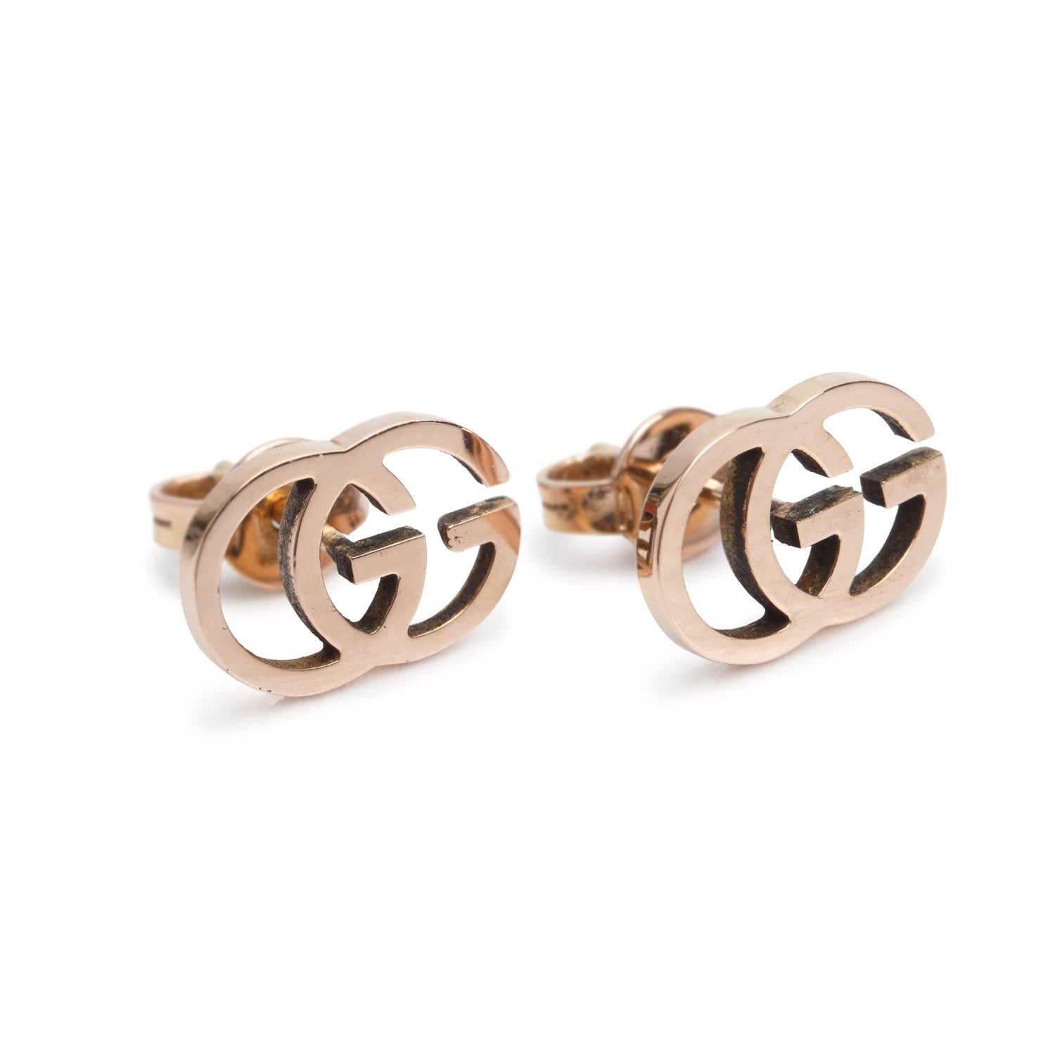 Gucci 18k Yellow Gold Interlocking G Tissue Stud Earrings w/ Box