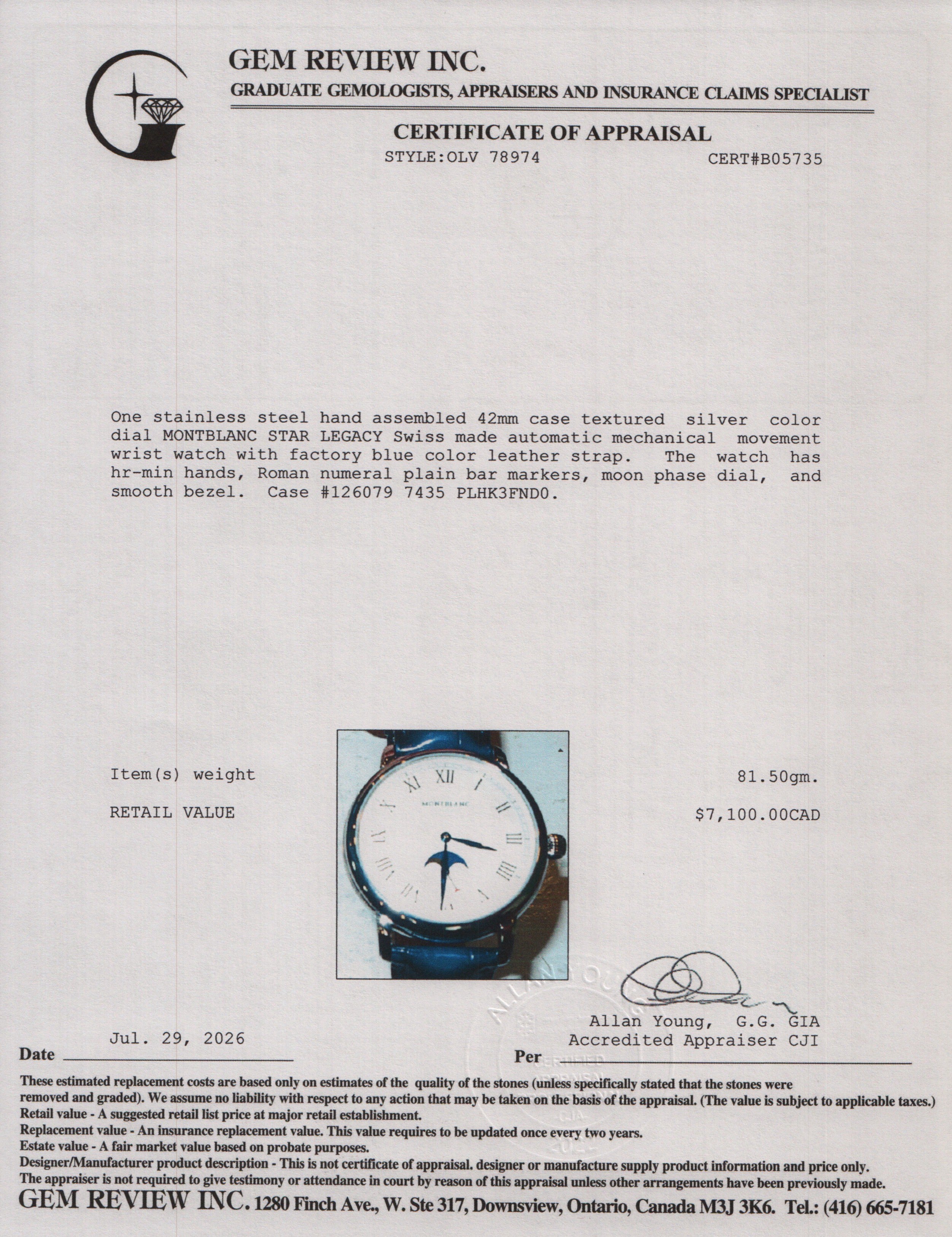 Montblanc 2024 Stainless Steel Star Legacy 42 MM Automatic Moonphase Watch Silver Dial 126079 w/ Paper