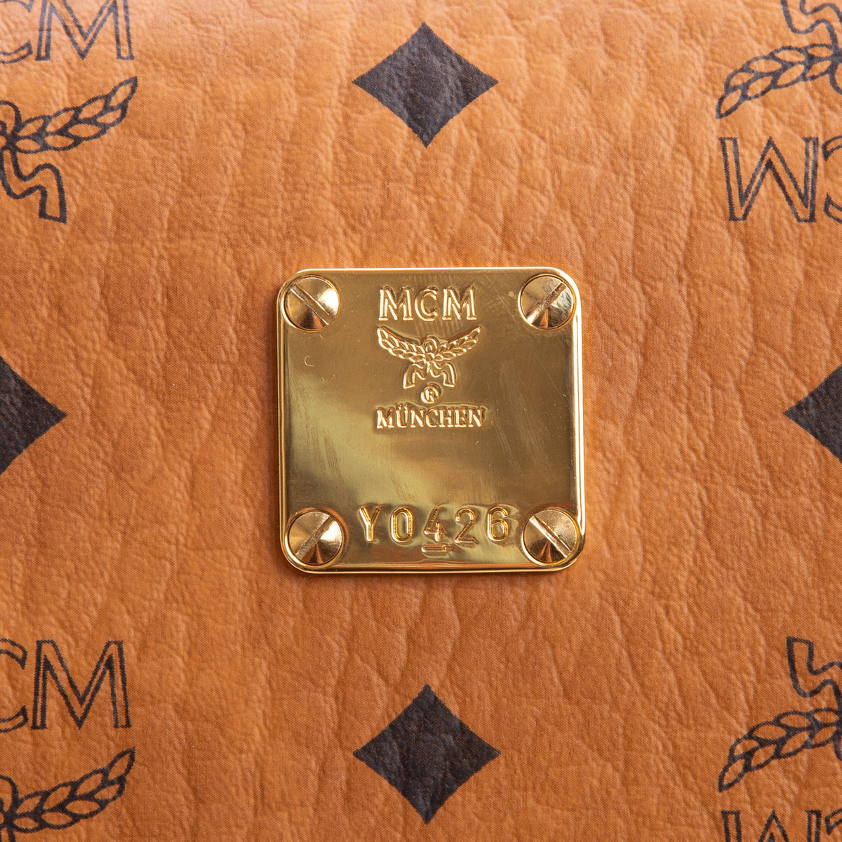 MCM Cognac Visetos Stark Side Studs Medium Backpack