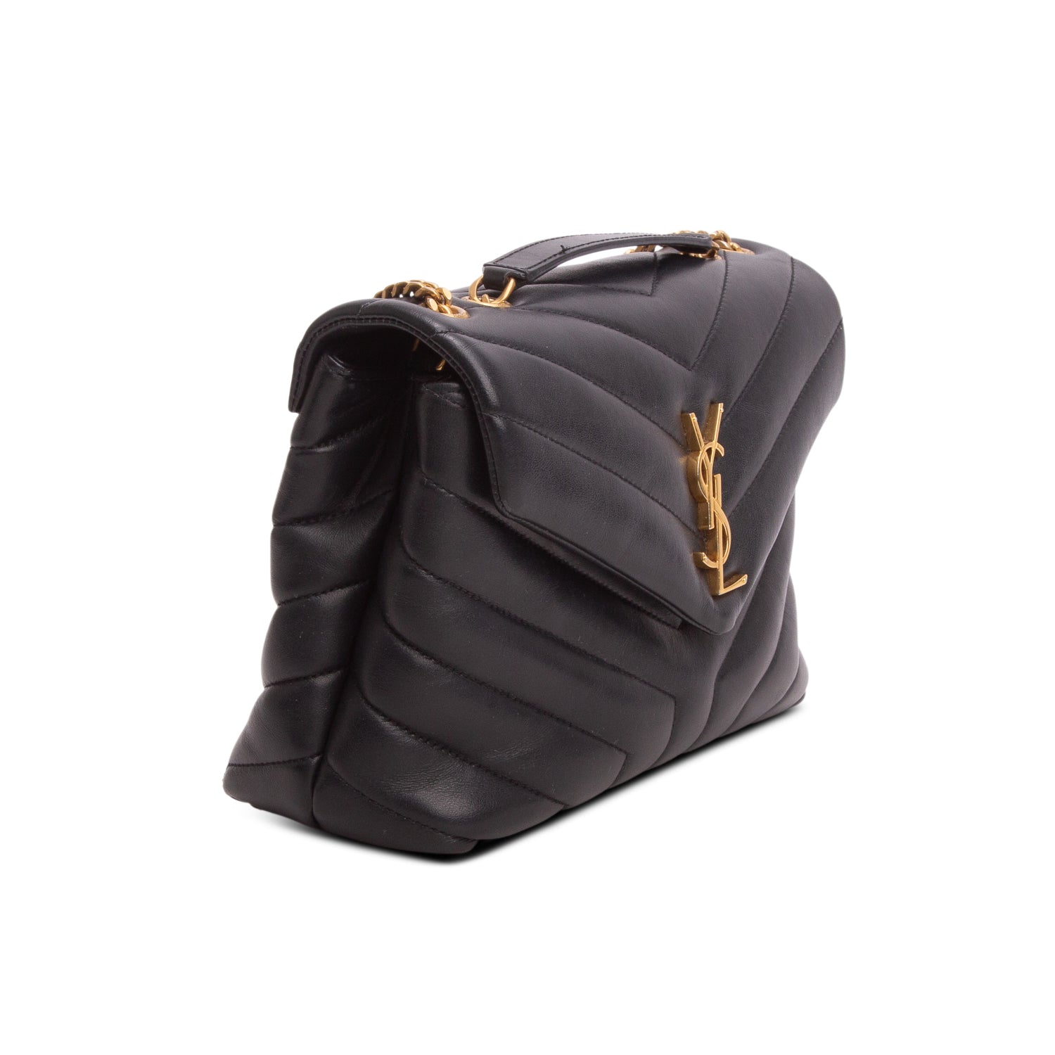 Saint Laurent 2020 Black Calfskin Y Quilted Monogram Small Loulou Chain Satchel w/ Box & Receipt