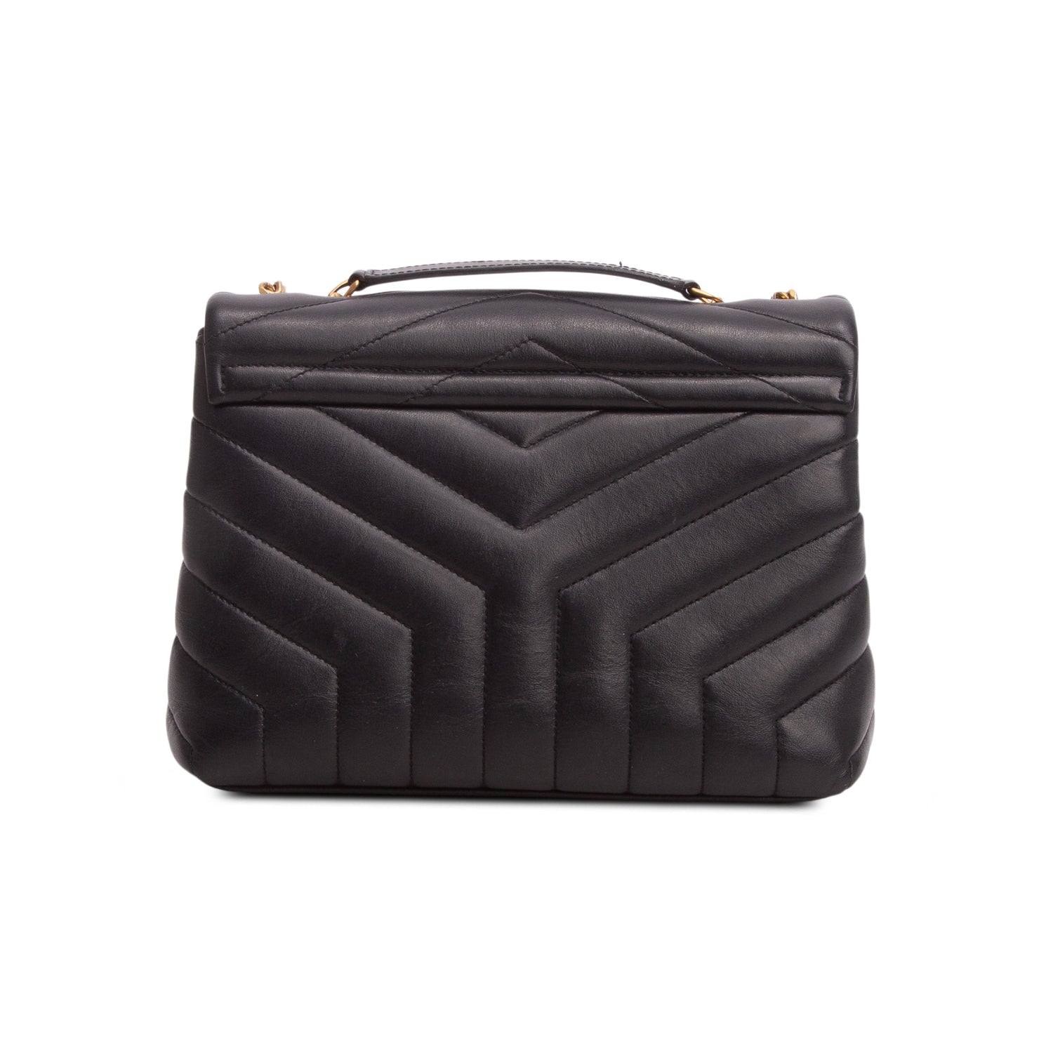 Saint Laurent 2020 Black Calfskin Y Quilted Monogram Small Loulou Chain Satchel w/ Box & Receipt