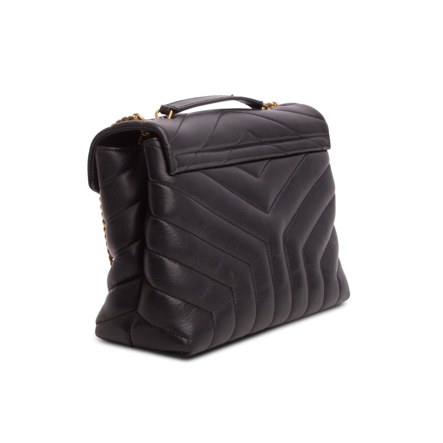 Saint Laurent 2020 Black Calfskin Y Quilted Monogram Small Loulou Chain Satchel w/ Box & Receipt