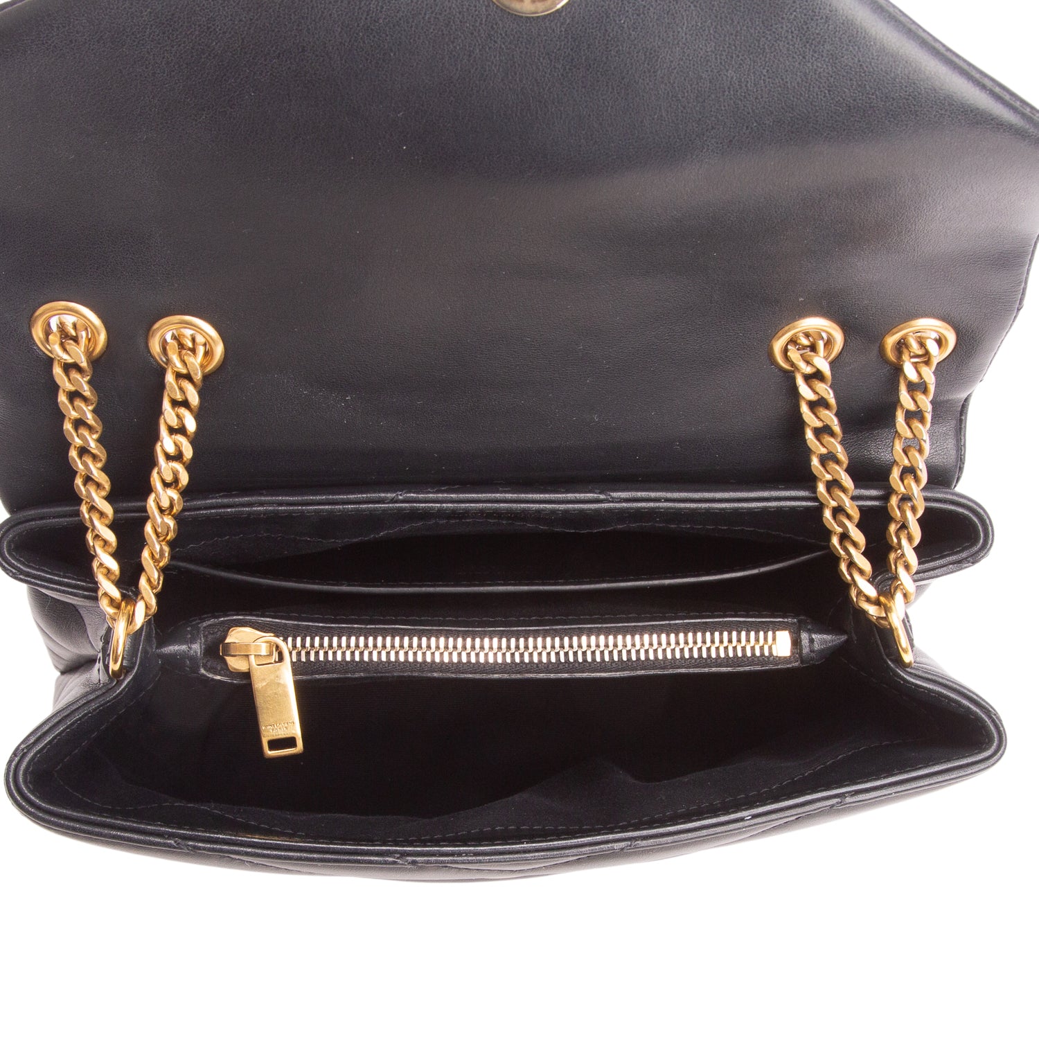 Saint Laurent 2020 Black Calfskin Y Quilted Monogram Small Loulou Chain Satchel w/ Box & Receipt