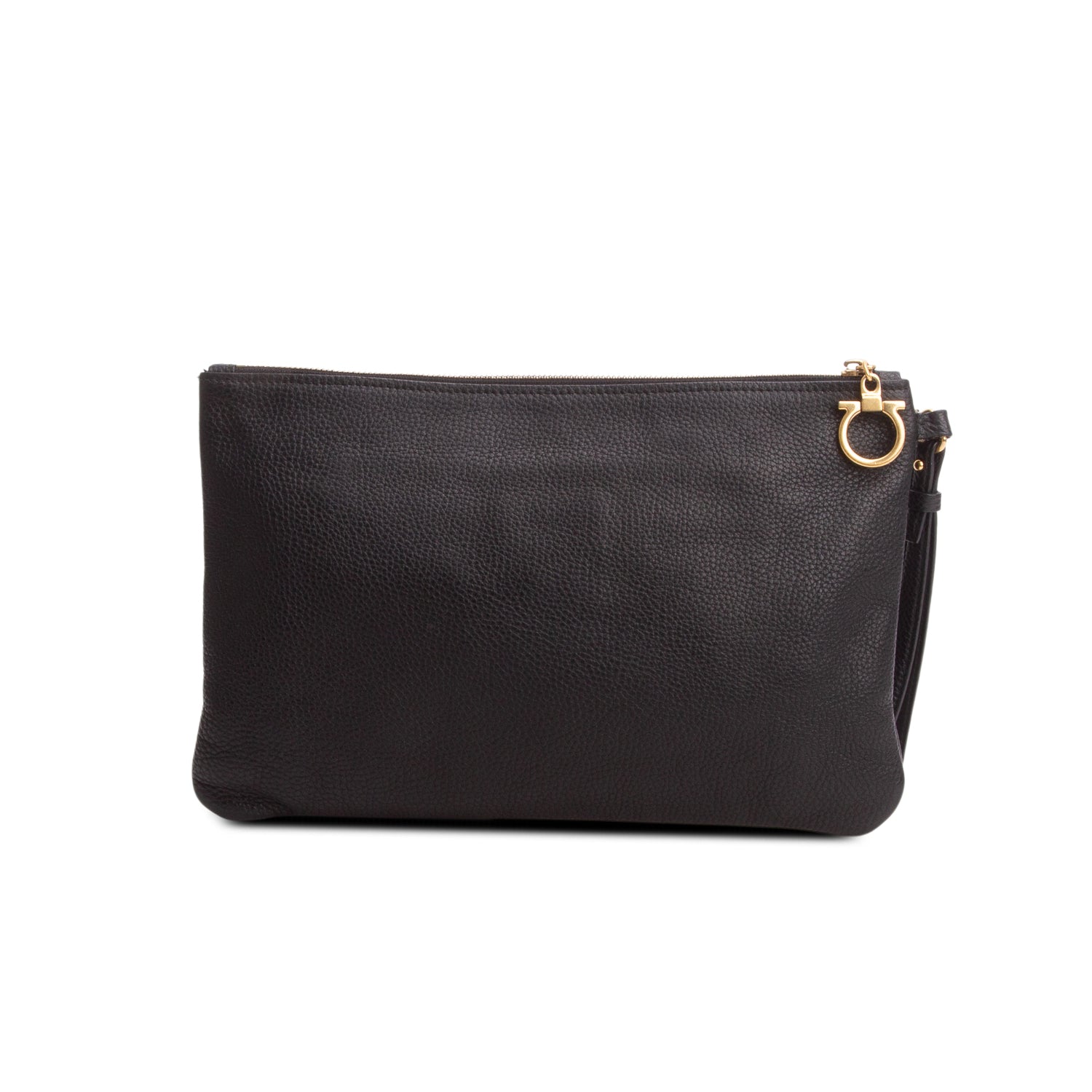 Ferragamo Black Calfskin Zip Pouch