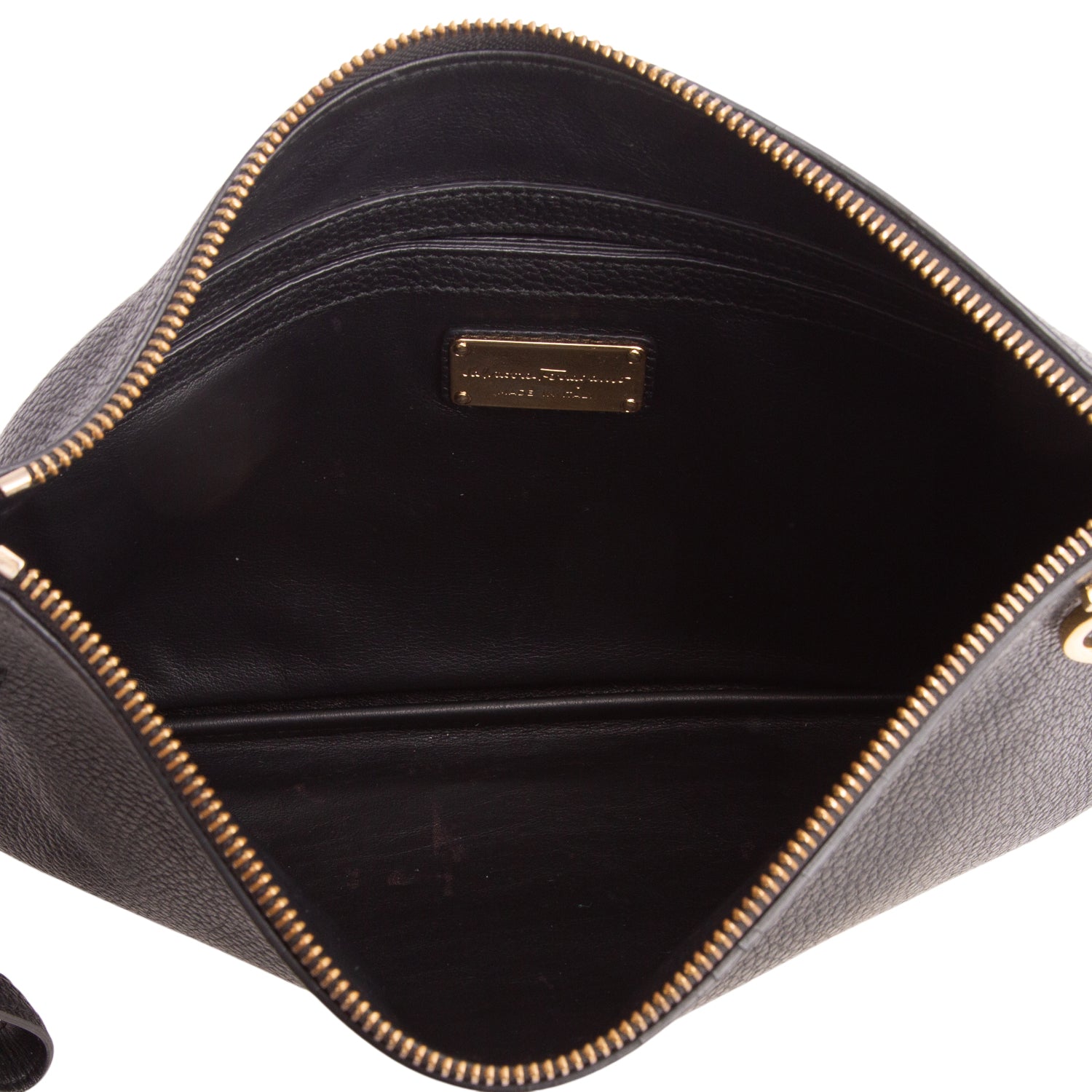 Ferragamo Black Calfskin Zip Pouch