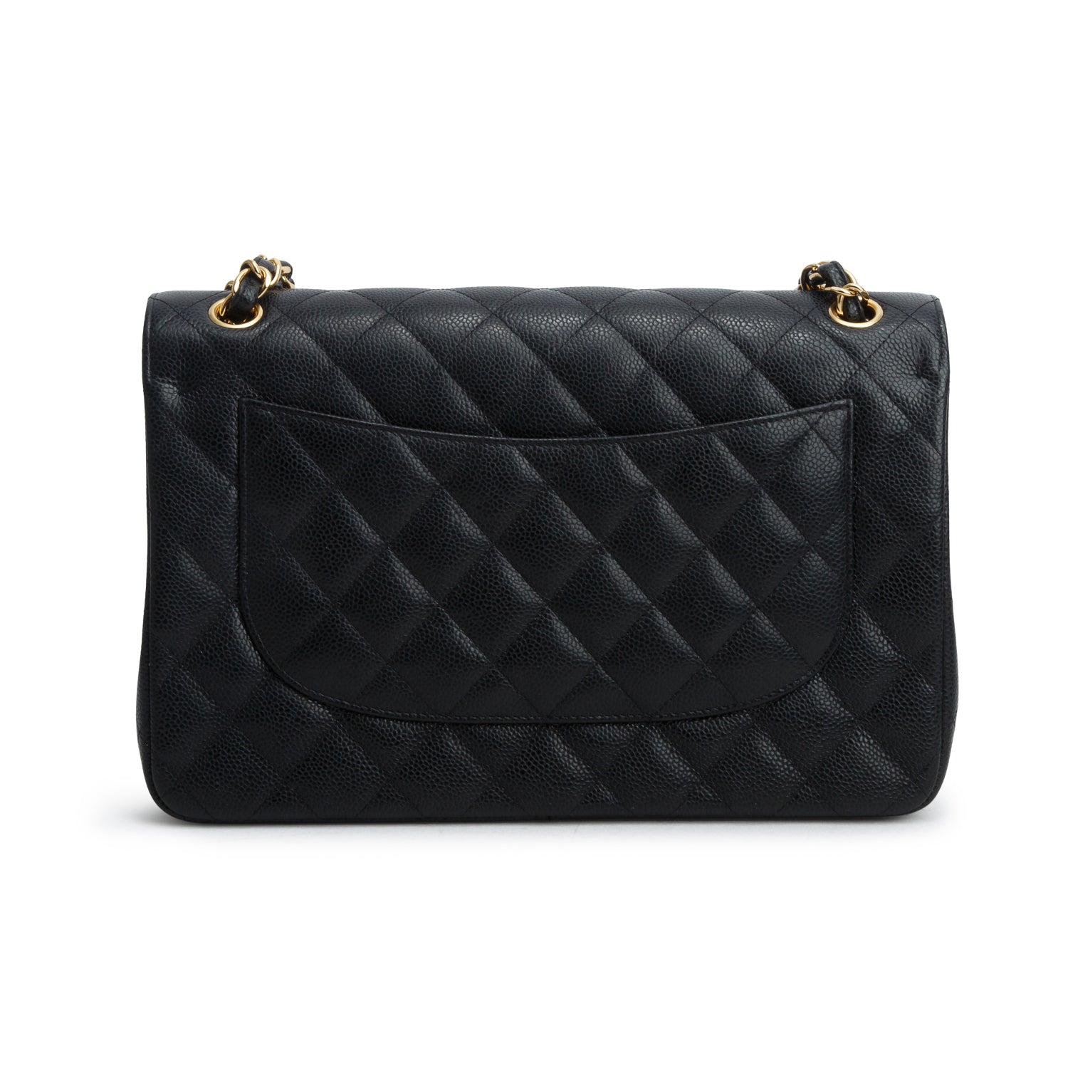 Chanel Black Quilted Caviar Leather Classic Jumbo Double Flap Bag w/ Box