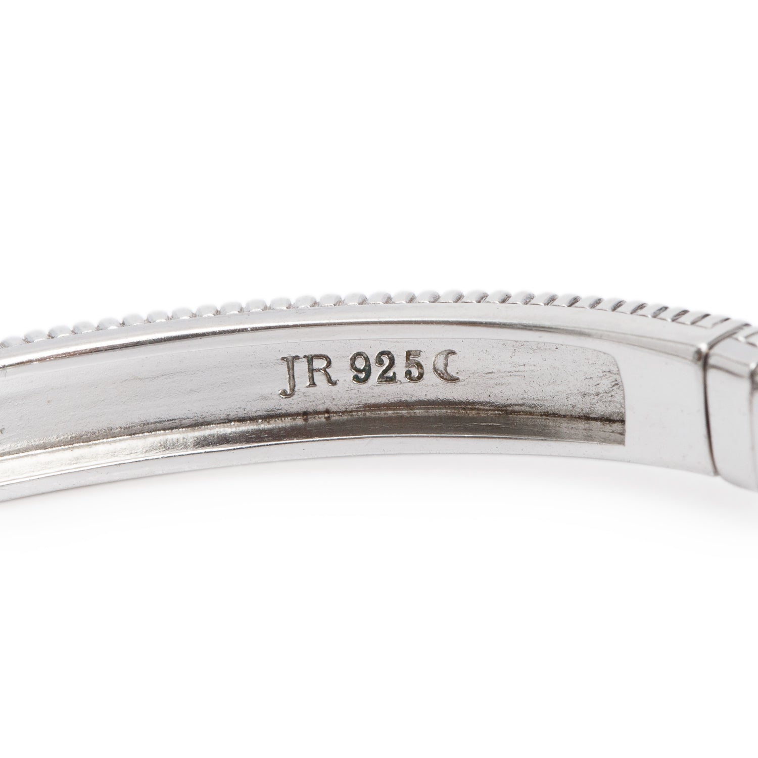 Judith Ripka Sterling Silver Cubic Zirconia 3 Station Hinged Bangle Bracelet